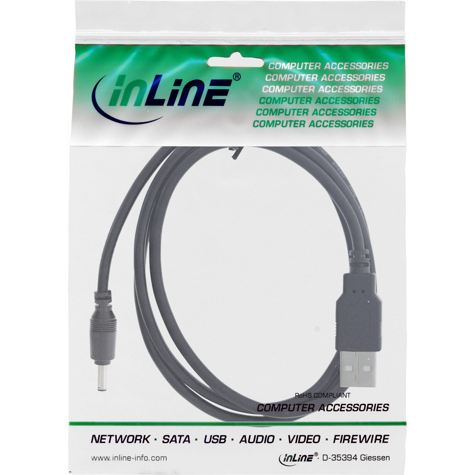 26806C InLine USB DC Power Adapter Cable A Male to 3 5x1 35mm 3m ~D~