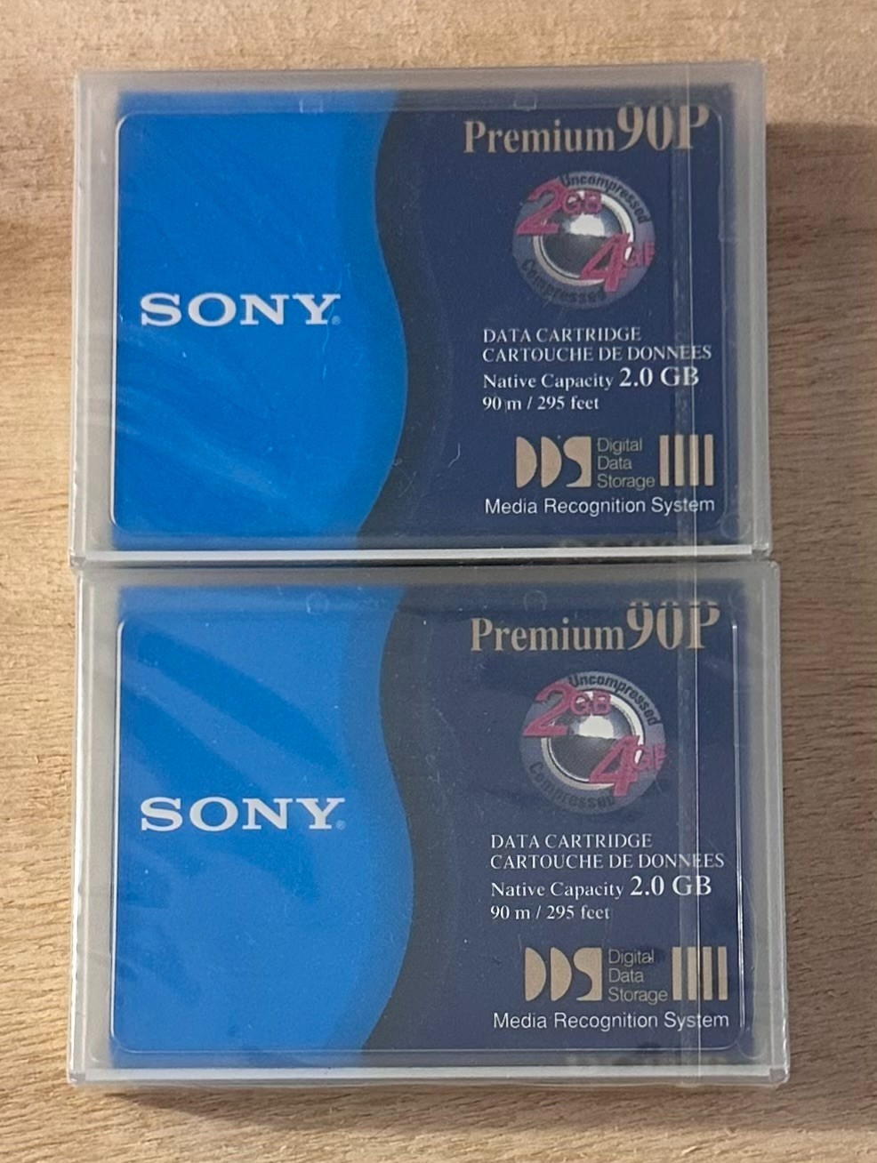 Sony Premium 90P DC90P Data Cartridge 2 GB New Sealed - Lot of 2
