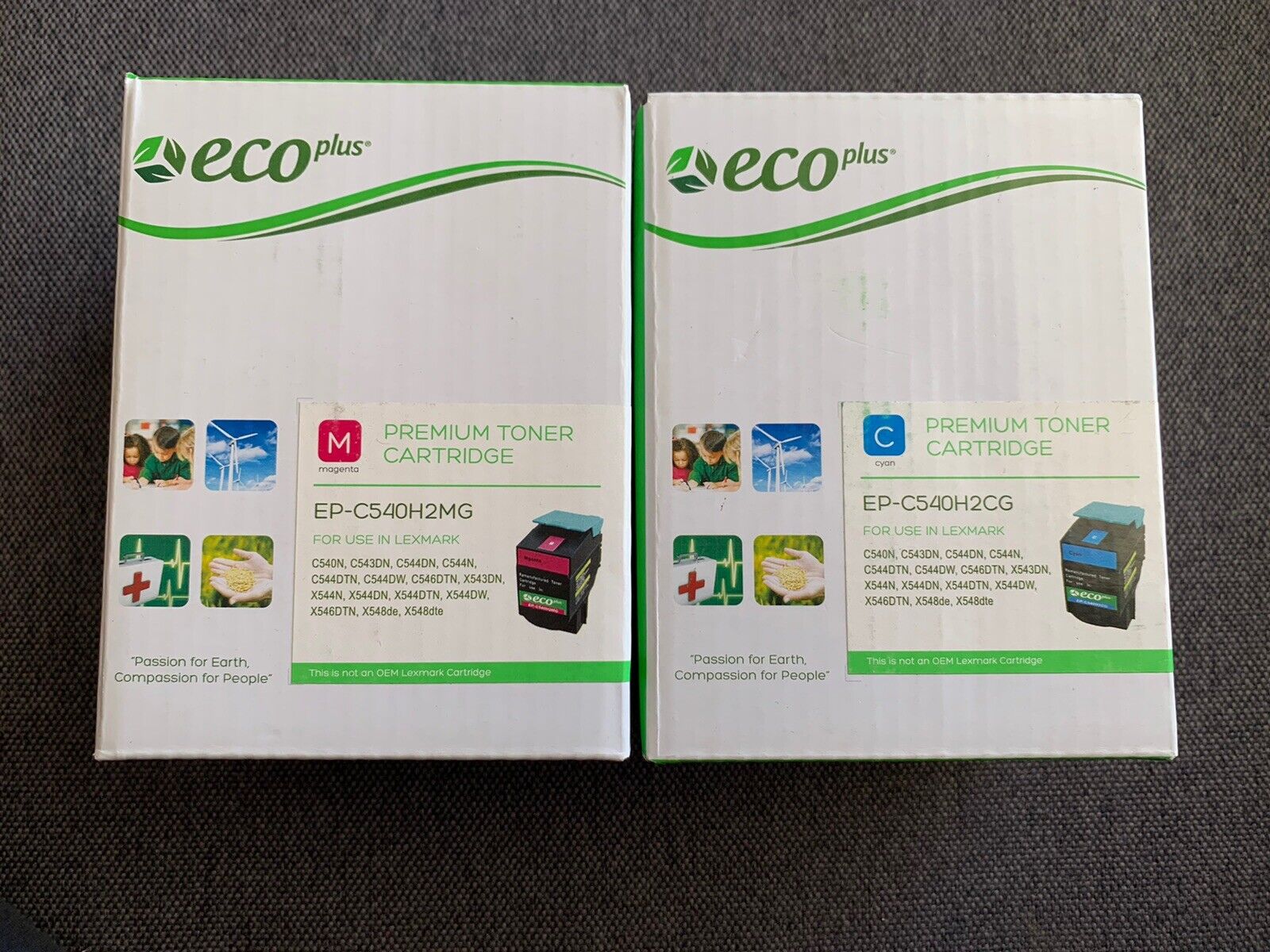 2–ECO Plus Premium Toner Cartridges 1 CYAN& 1 Magenta for use in Lexmark