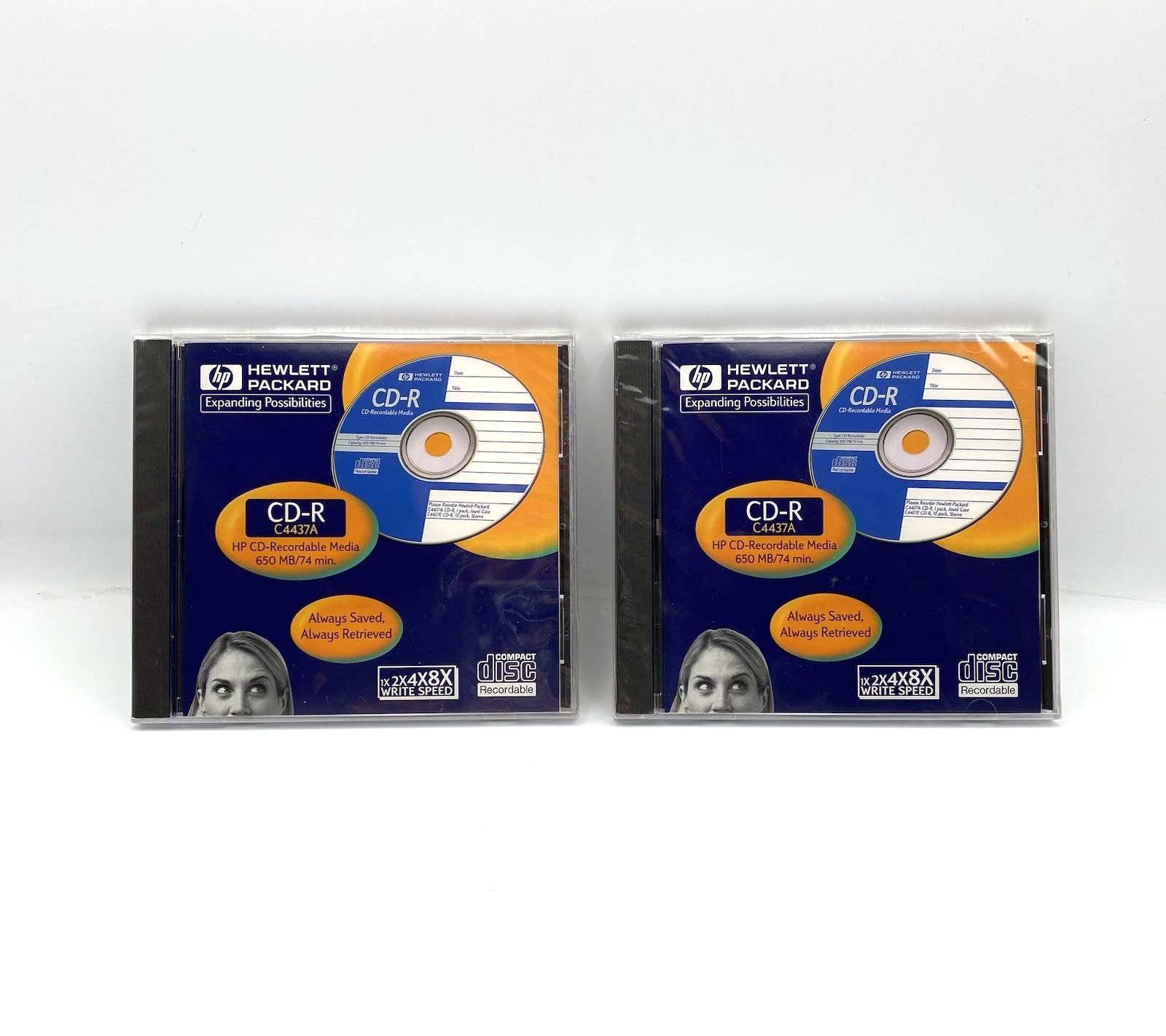Lot of 2 Hewlett Packard CD-R C4437A 650 MB/74 Min New Factory Sealed