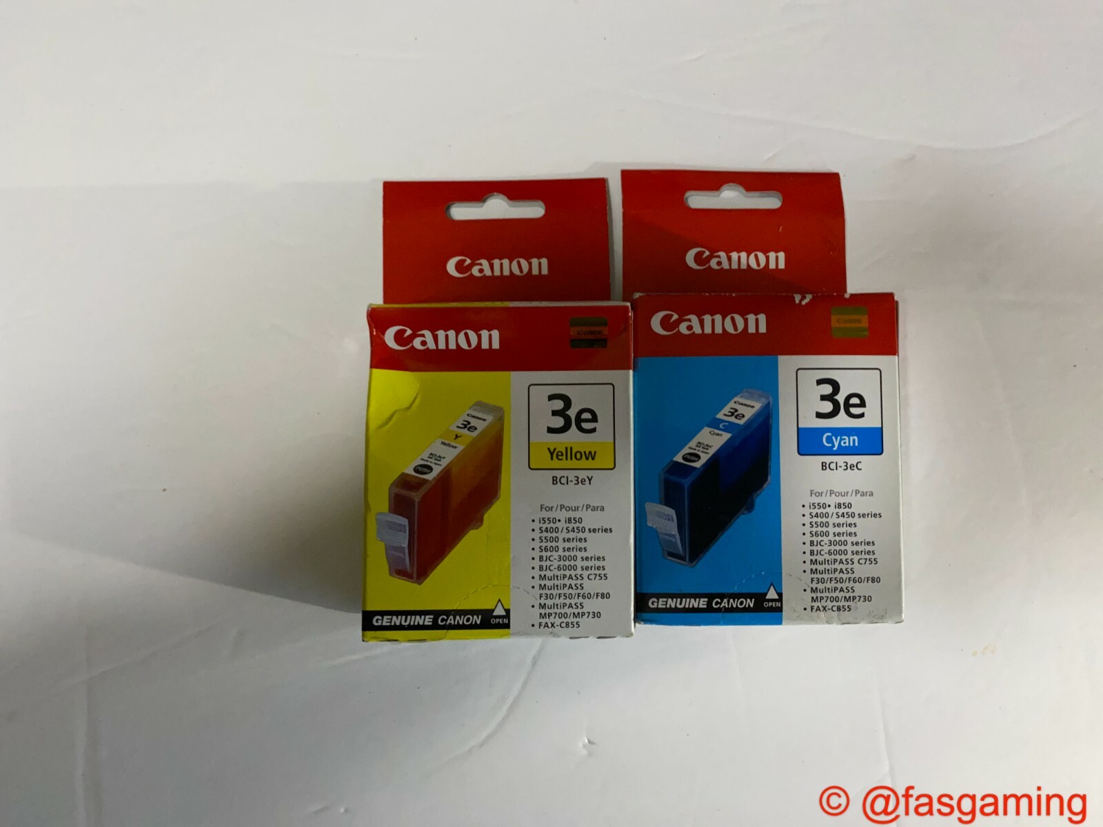 2 New Genuine Canon BCI 3e Ink Tank Cartridges BCI-3eC Cyan BCI-3ey Yellow NEW