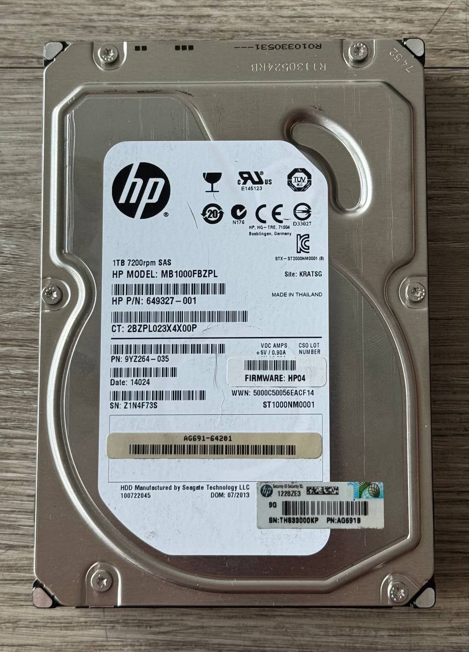 HP 1TB 7.2K RPM SAS 3.5" Enterprise Hard Drive MB1000FBZPL ST1000NM0001