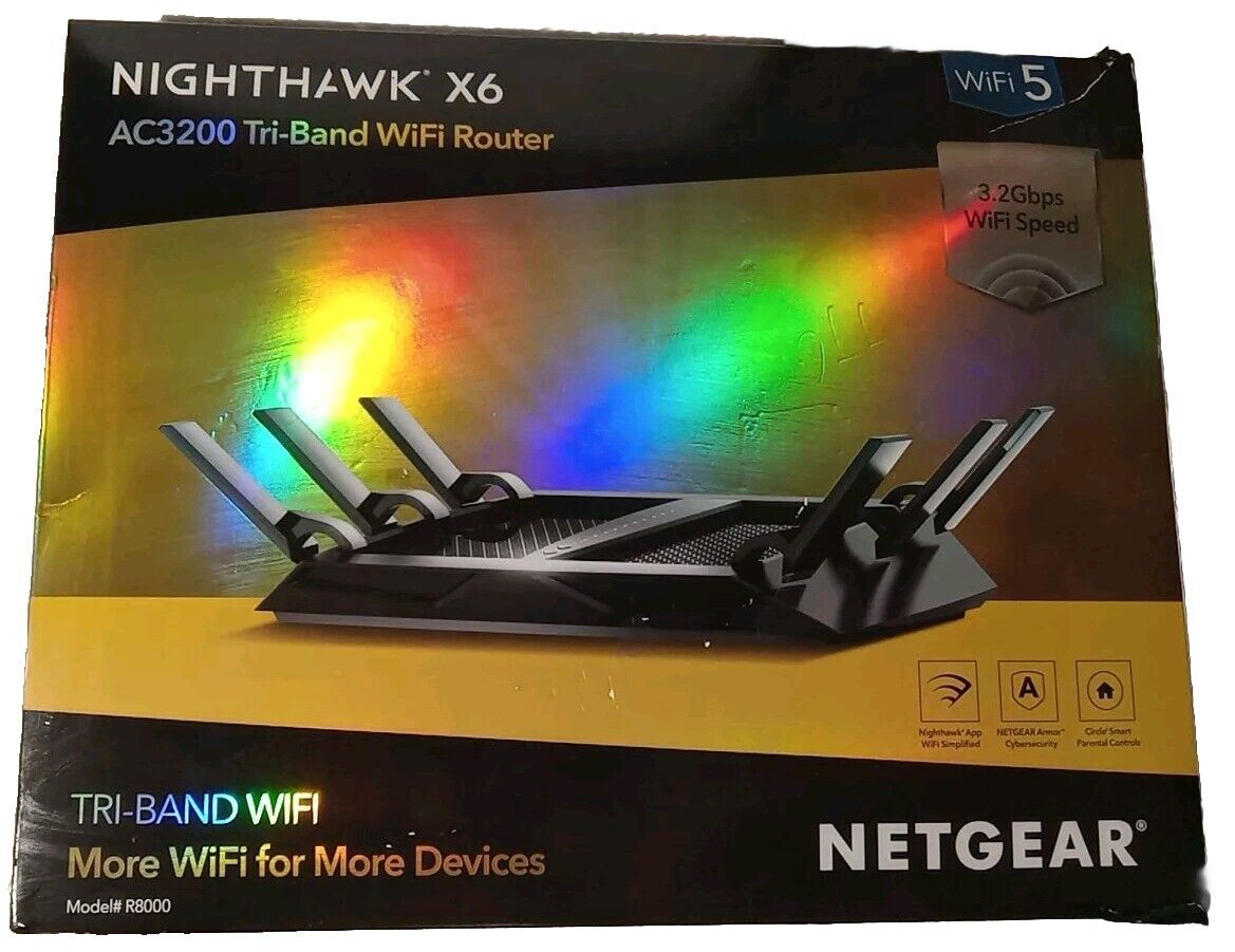 🛜 NETGEAR R8000-100NAS NIGHTHAWK X6 AC3200 TRIBAND WIFI ROUTER 🆓️SAME-DAY 📦