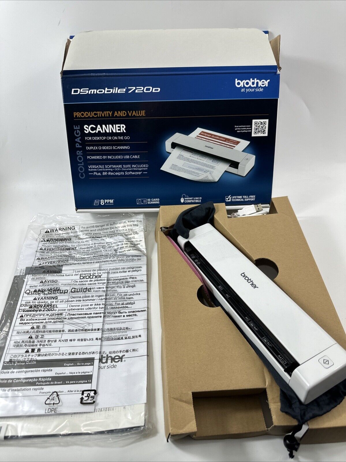 Brother DS-720D DSMobile Portable Scanner USB Duplex For Desktop Or On The Go