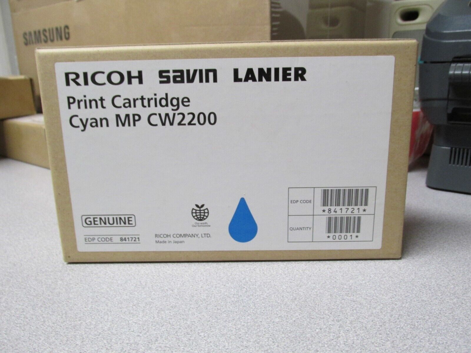 Genuine Ricoh 841721 Cyan Ink Cartridge - NEW SEALED
