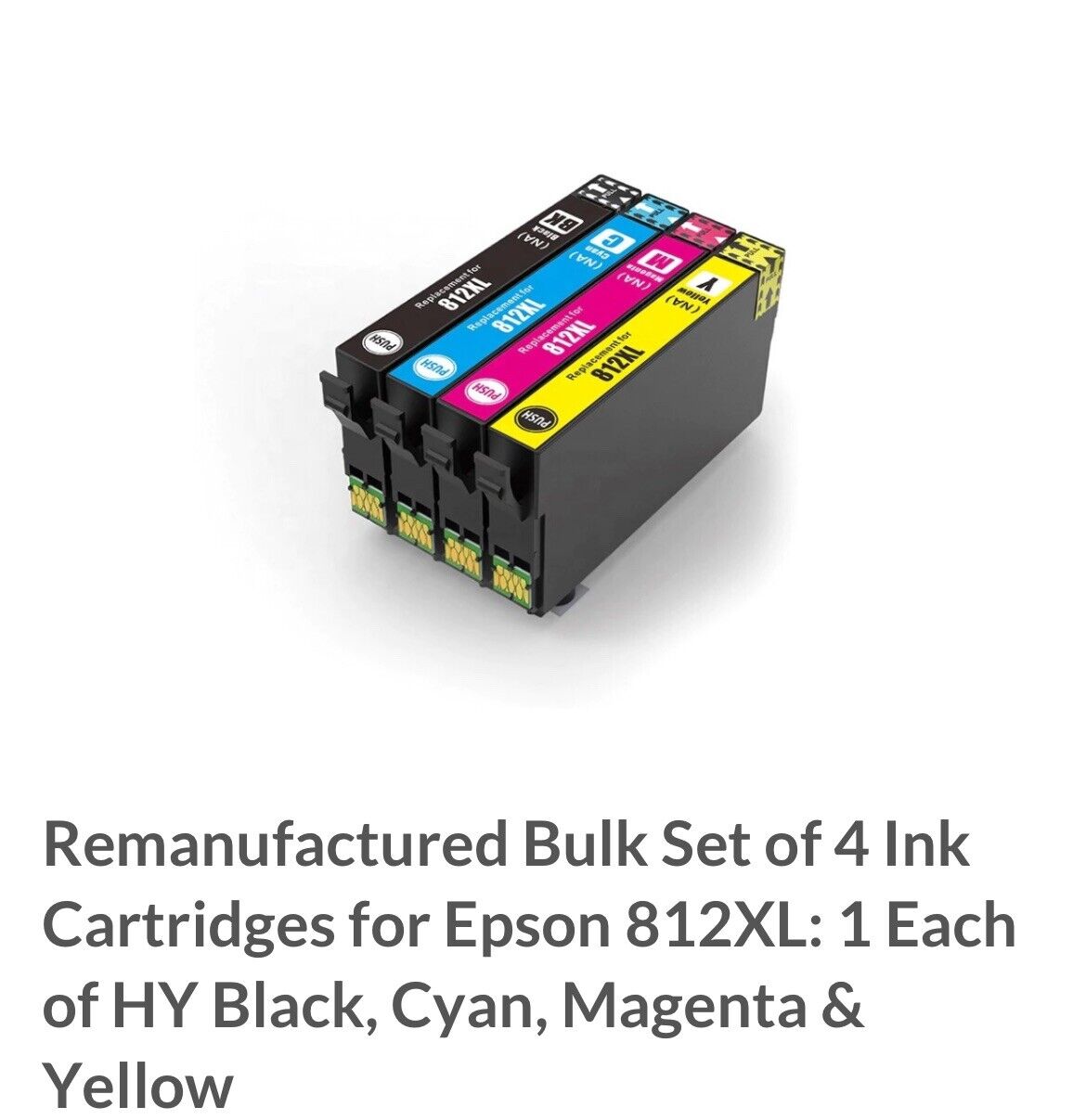 Vinker 812XL Epson Compatible Cartridge 4-pack | Black, Cyan, Magenta, Yellow