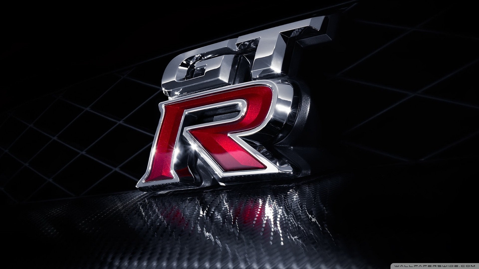 Cars nissan gt r logo chrome Desk Mat Stitched