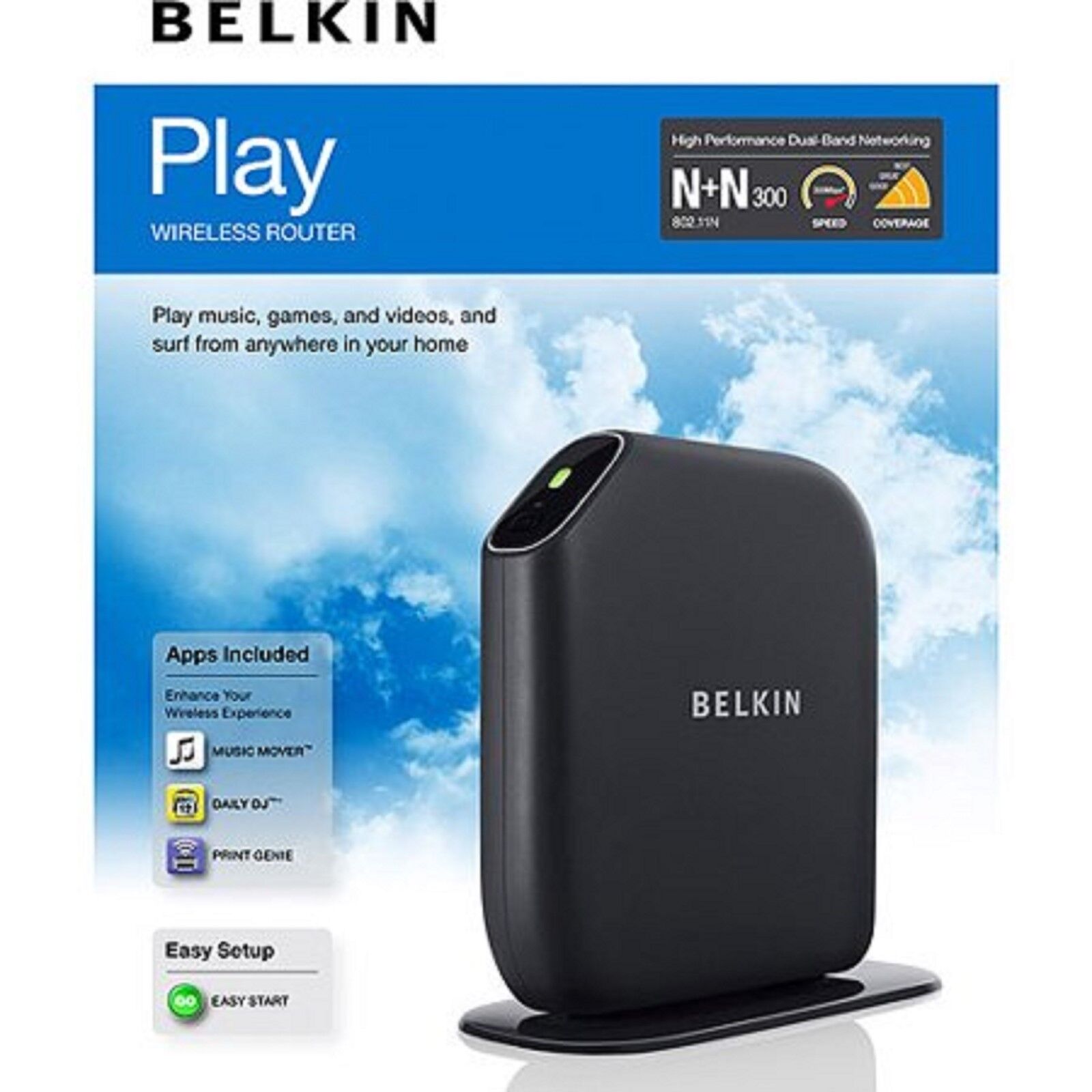 NewBELKIN Play Max Wireless RouterN+N300 High-PerformanceDual-Bd Netwk 