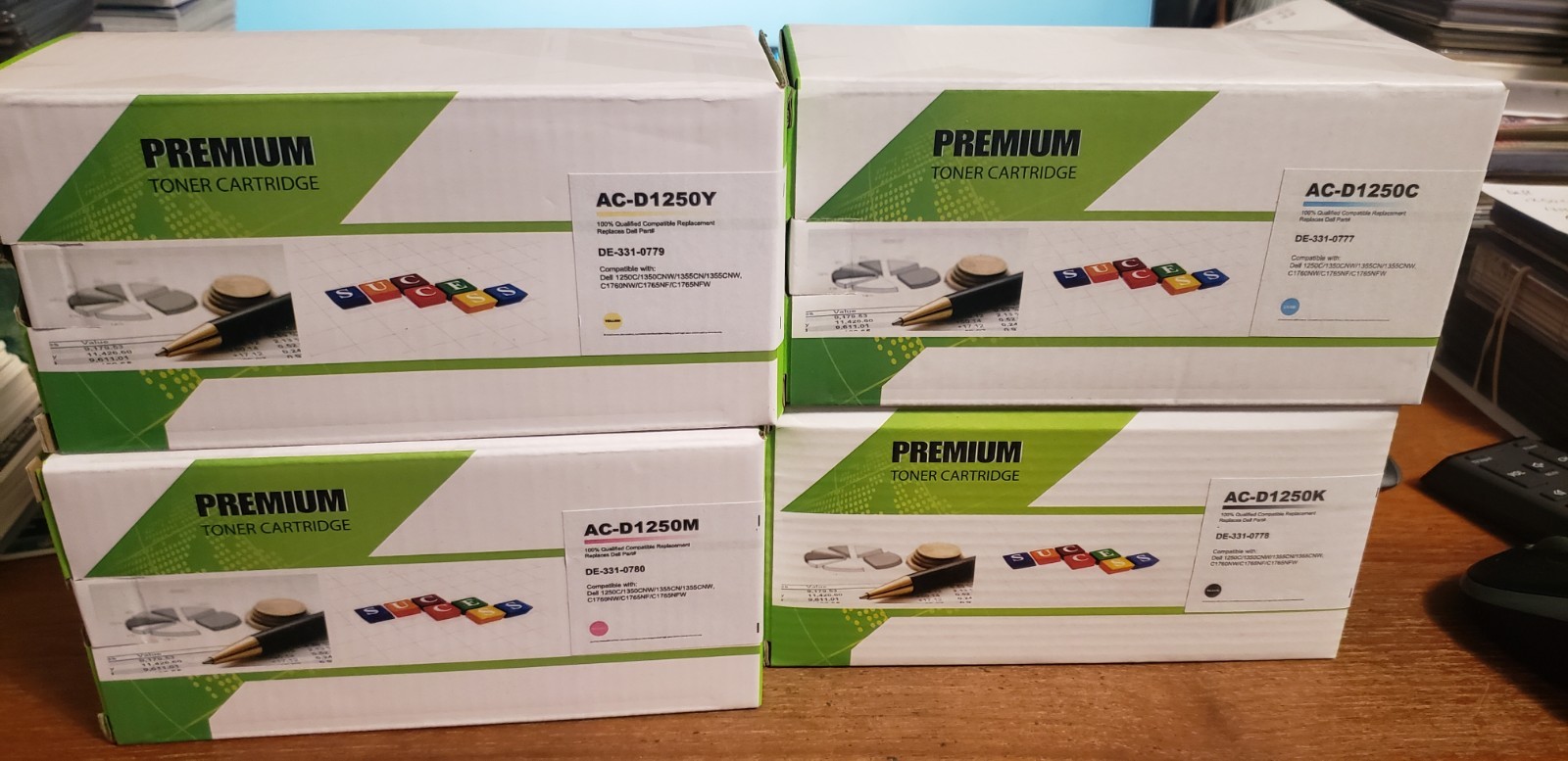 4pk for Dell 1250c Compatible Toner Set 1350cnw 1355cn 1355w C1760nw