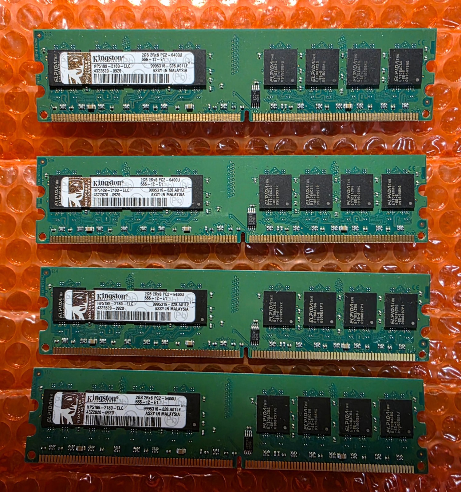 Kingston 8GB Desktop RAM 4x 2GB 2RX8 PC2-6400U HP5189-2180-ELC 4322820-0920