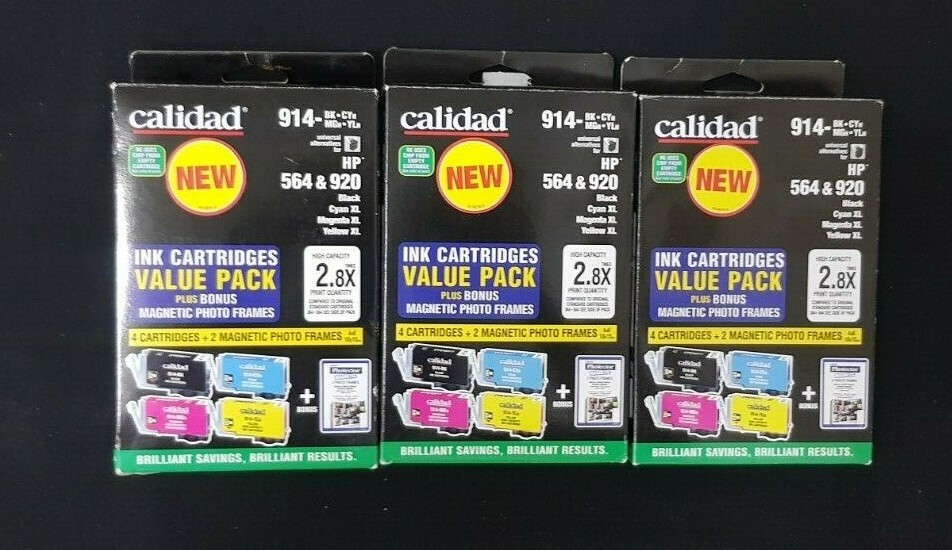 3 x Calidad Canon Ink Cartridges 4 Piece Value Pack with Magnetic Photo Frames
