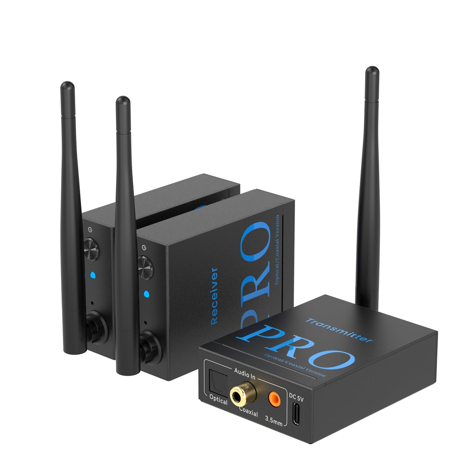3-in-1 2.4Ghz Wireless Audio Transmitter Receiver (1 TX+2 RX) for 2 Subwoofer...