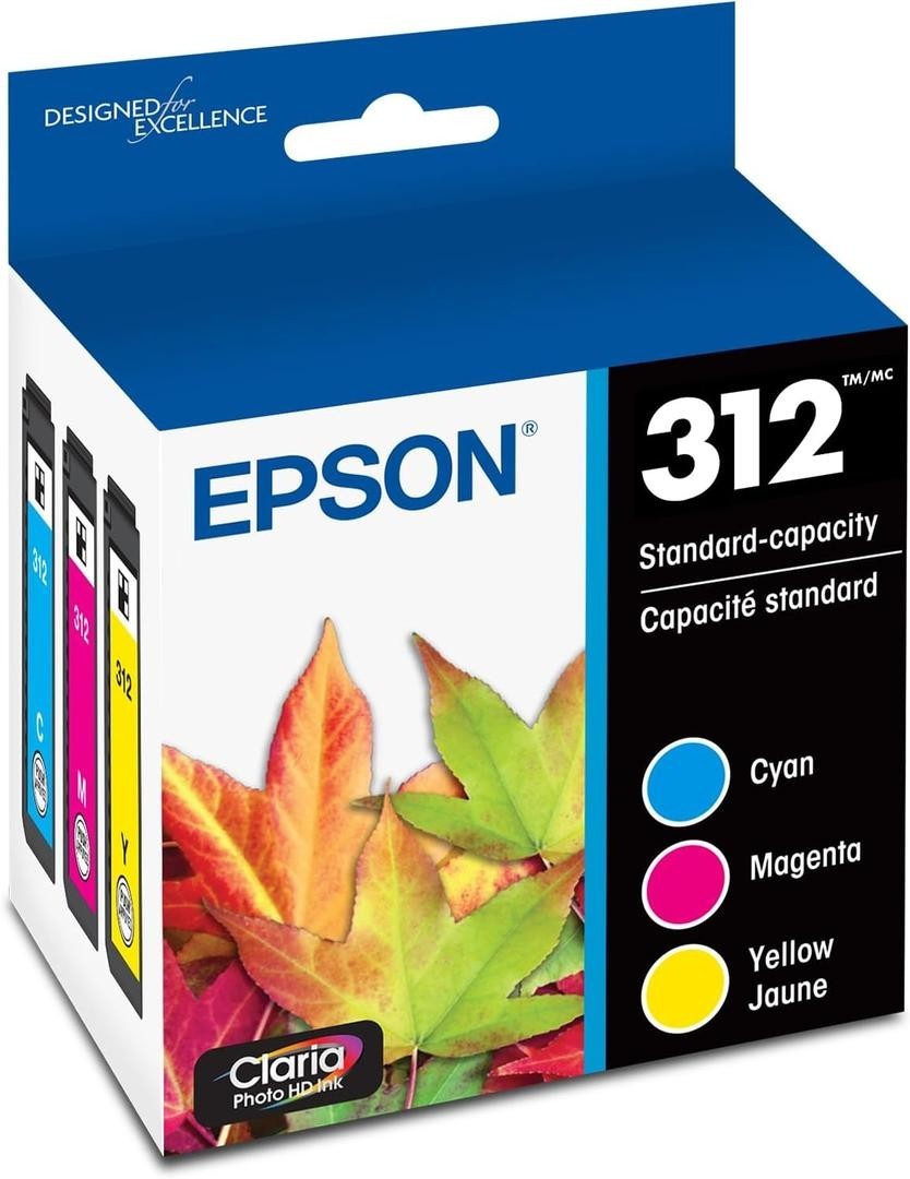 EPSON 312 Claria Photo HD Ink Standard Capacity Cyan/Magenta/Yellow (T312923-S)