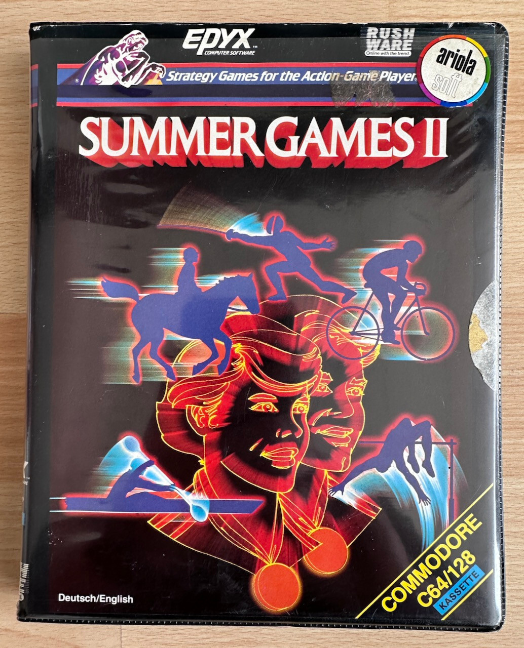 SUMMER GAMES II by EPYX, COMMODORE 64/128 GAME CARTRIDGE, BIG BOX, ORIGINAL BOX/BOXED