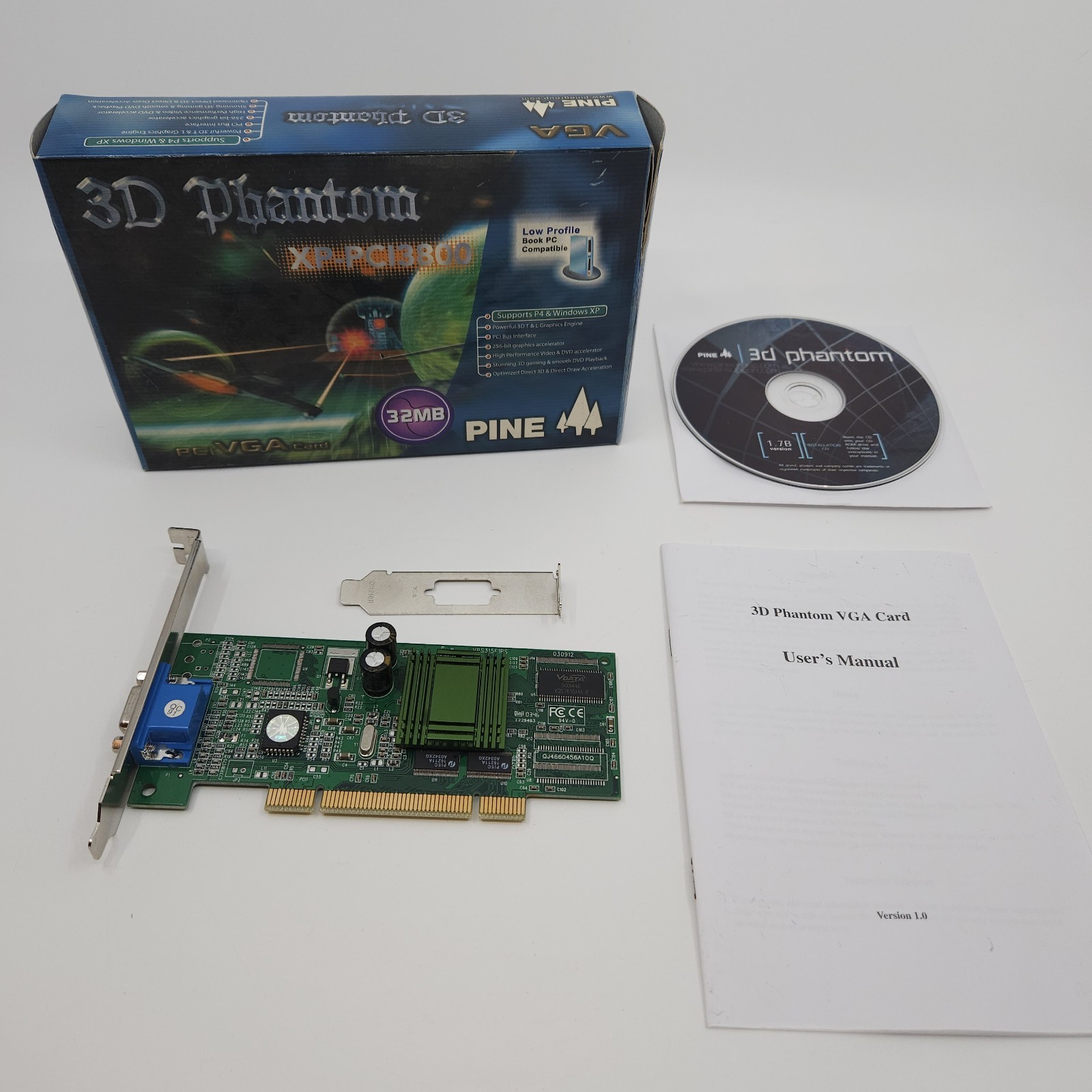 Pine 3D Phantom XP-3800 32mb PCI VGA Graphics Video Card - Complete - Tested