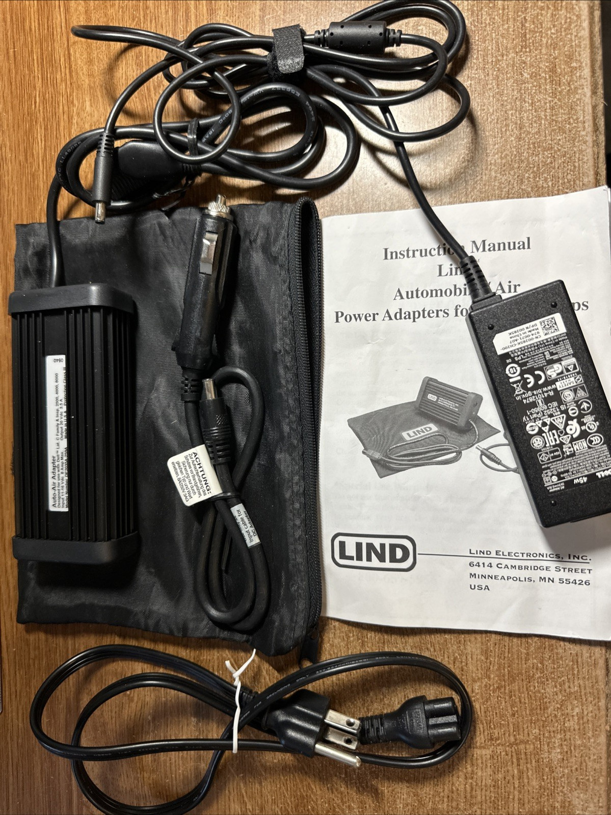 LIND AUTO & AIR DC POWER ADAPTER  AUTO & AIR CABLES = DE2035A-259A manual new