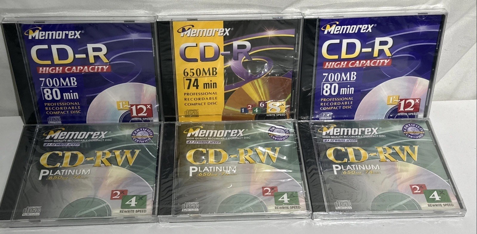 Memorex CD-RW 3 Pack 3x74 Min 3 CD-R 2x80 Min 1 X 74 Min Sealed W Jewel Cases