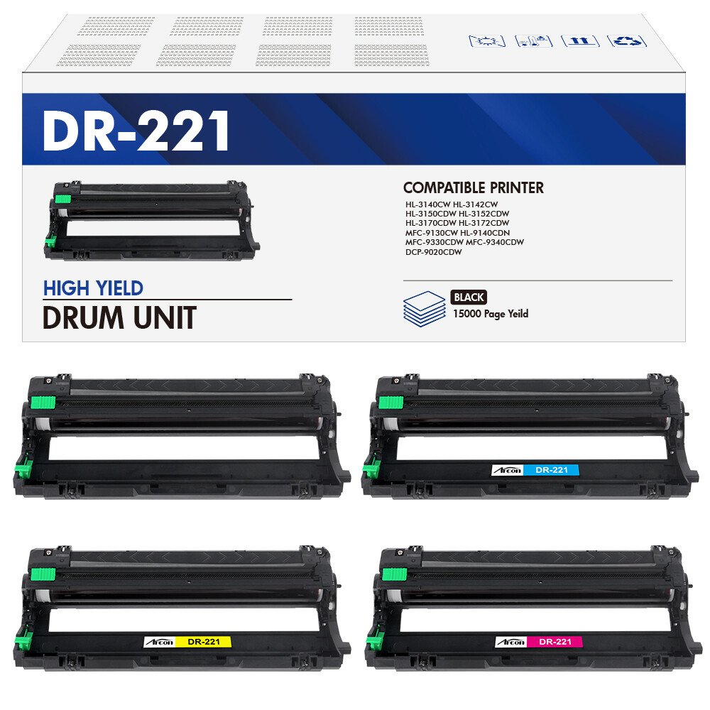 4PCS DR-221CL Drum Unit Compatible With Brother HL-3140CW HL-3170CDW MFC-9340CDW