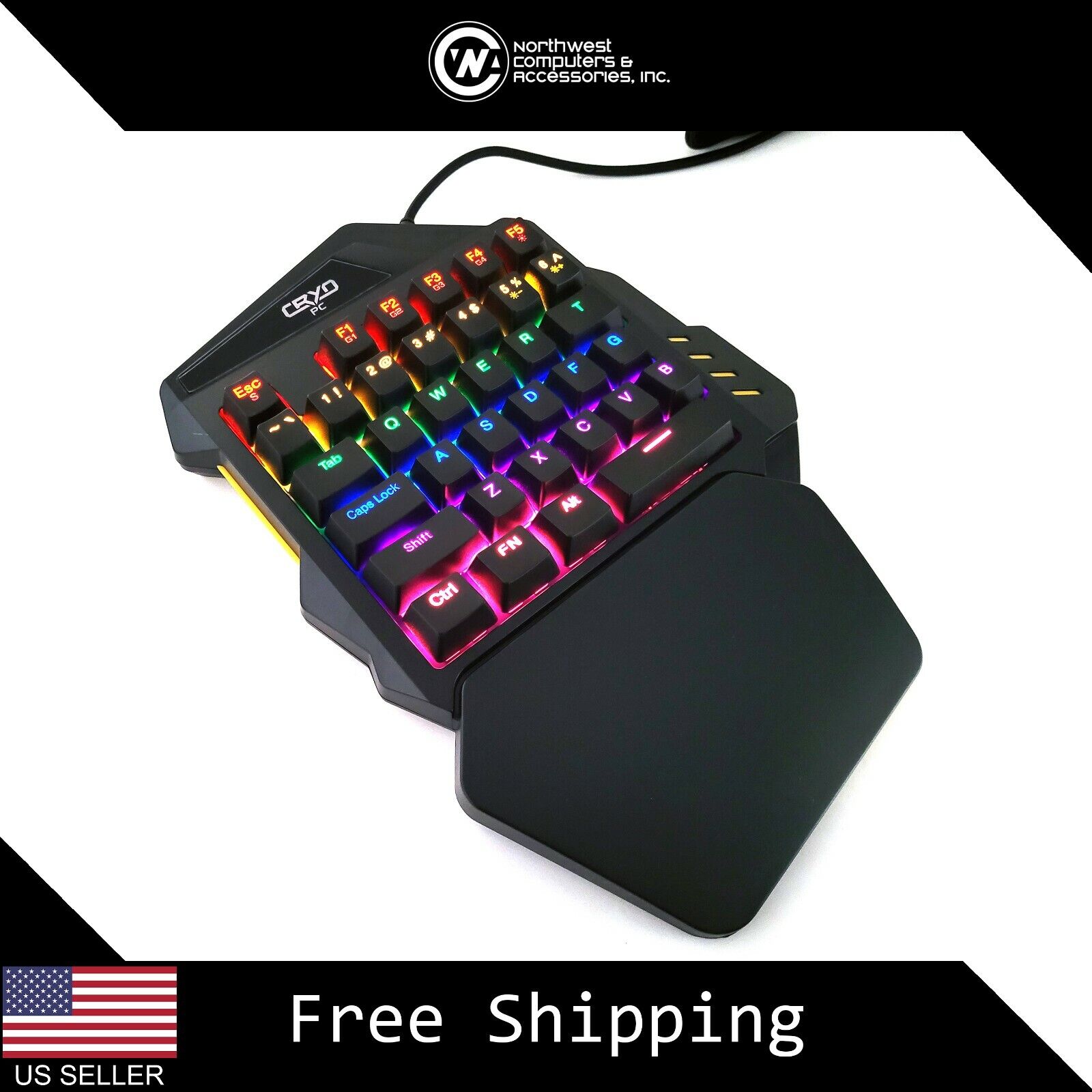 One Hand Programmable Mechanical Keypad, Backlit Rainbow, Half Keyboard, Macro