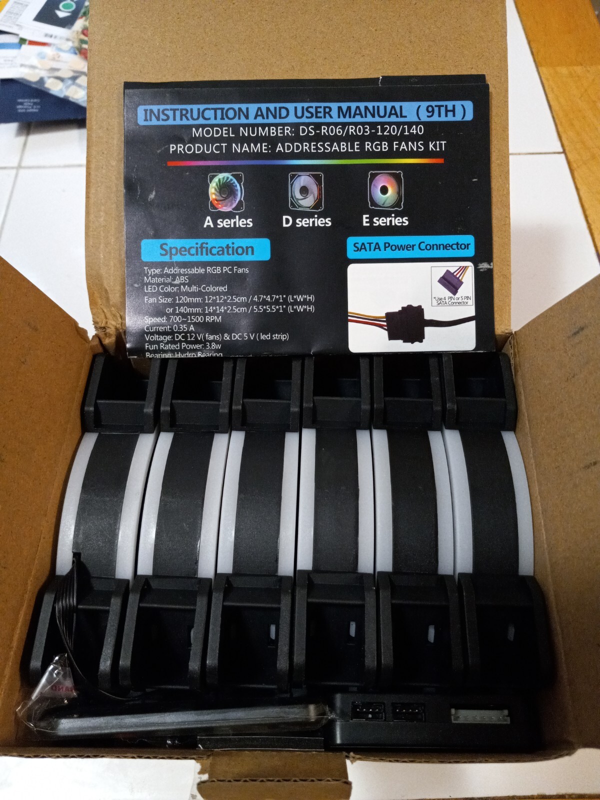 Addressable RGB Fans Kit, Model DS-R06/R03 - 120/140