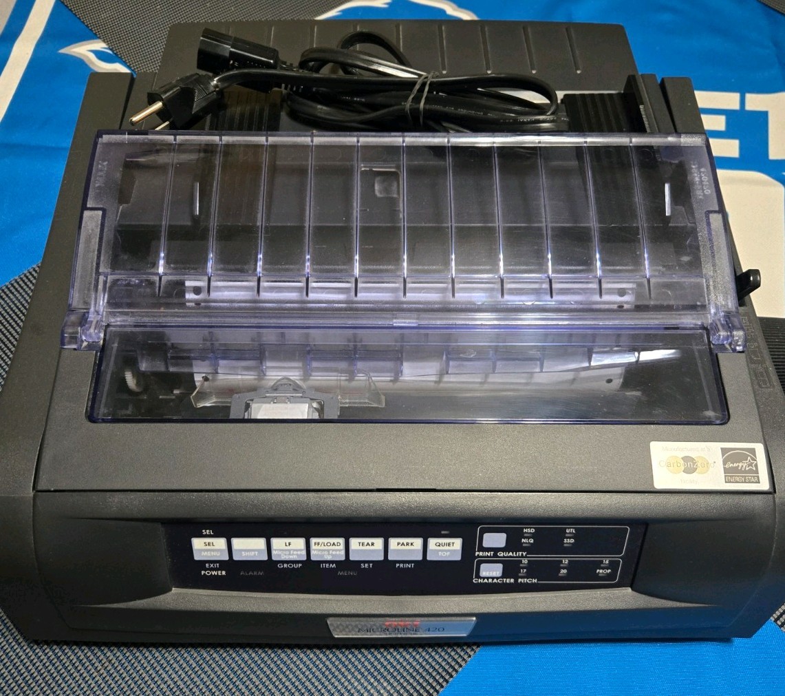 Oki Microline 420  Dot Matrix Printer - 9Pin Tested/Works- 06/ 2018