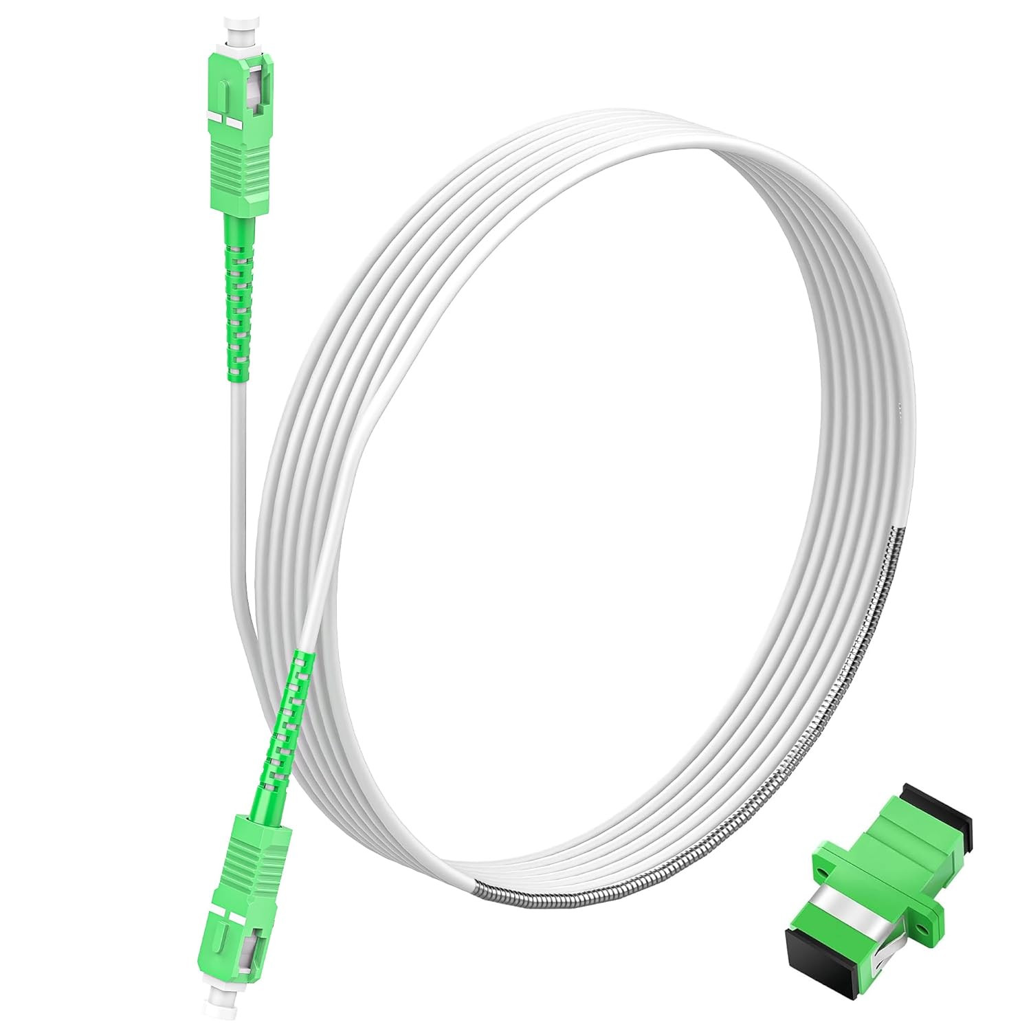 - SC/APC to SC/APC Armored Fiber Optic Internet Cable 1M/3Ft - OS2