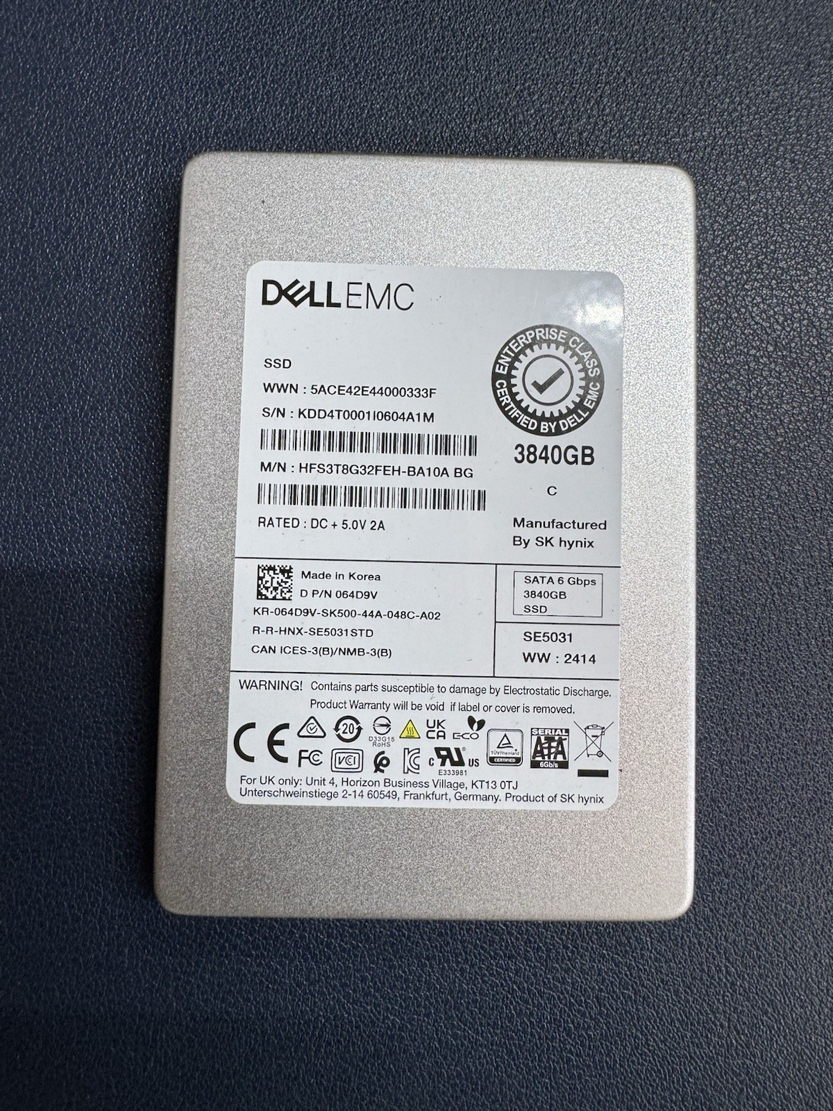 Dell EMC 3.84TB Enterprise 2.5" SATA III 6Gbps Internal SSD Silver 064D9V