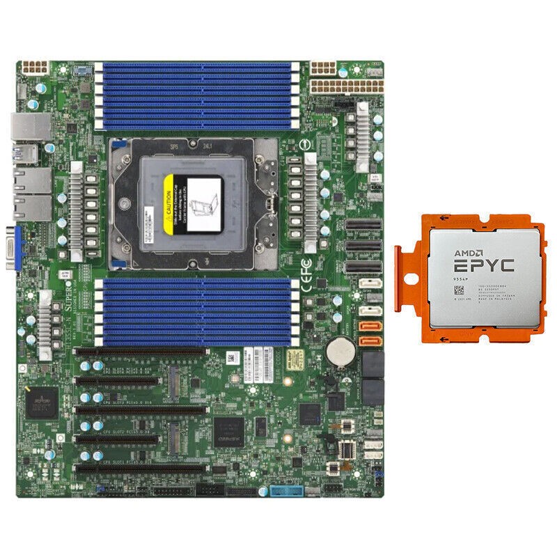 Supermicro H13SSL-N Rev 1.0 ATX Motherboard + AMD EPYC 9654 QS 96Core CPU Combos