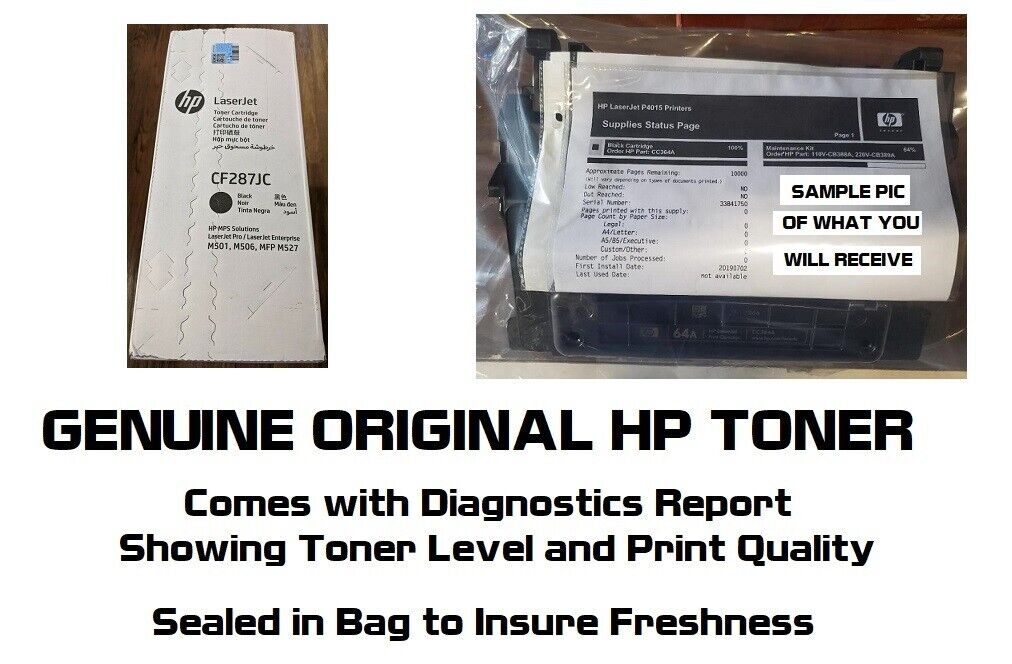 Mostly New Genuine HP CF287JC Toner Printer-Tested 80% Toner SEALED BAG 87X