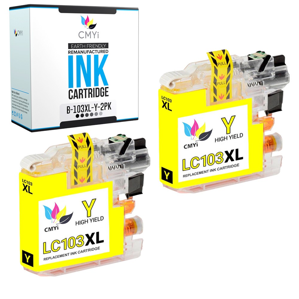 2PK Compatible LC103XL Yellow Ink Cartridge fits Brother MFC J245 J285DW