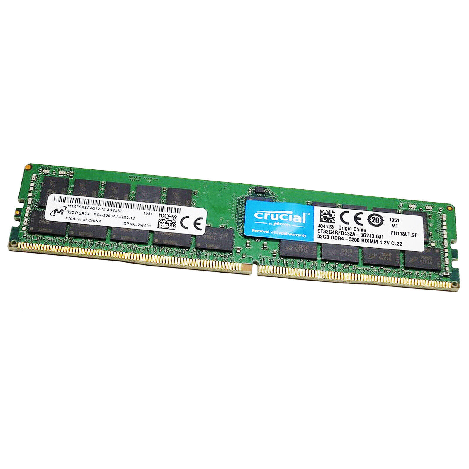 Crucial KIT 128GB 4x32GB DDR4-3200 Registered DIMM Server Memory CT32G4RFD432A