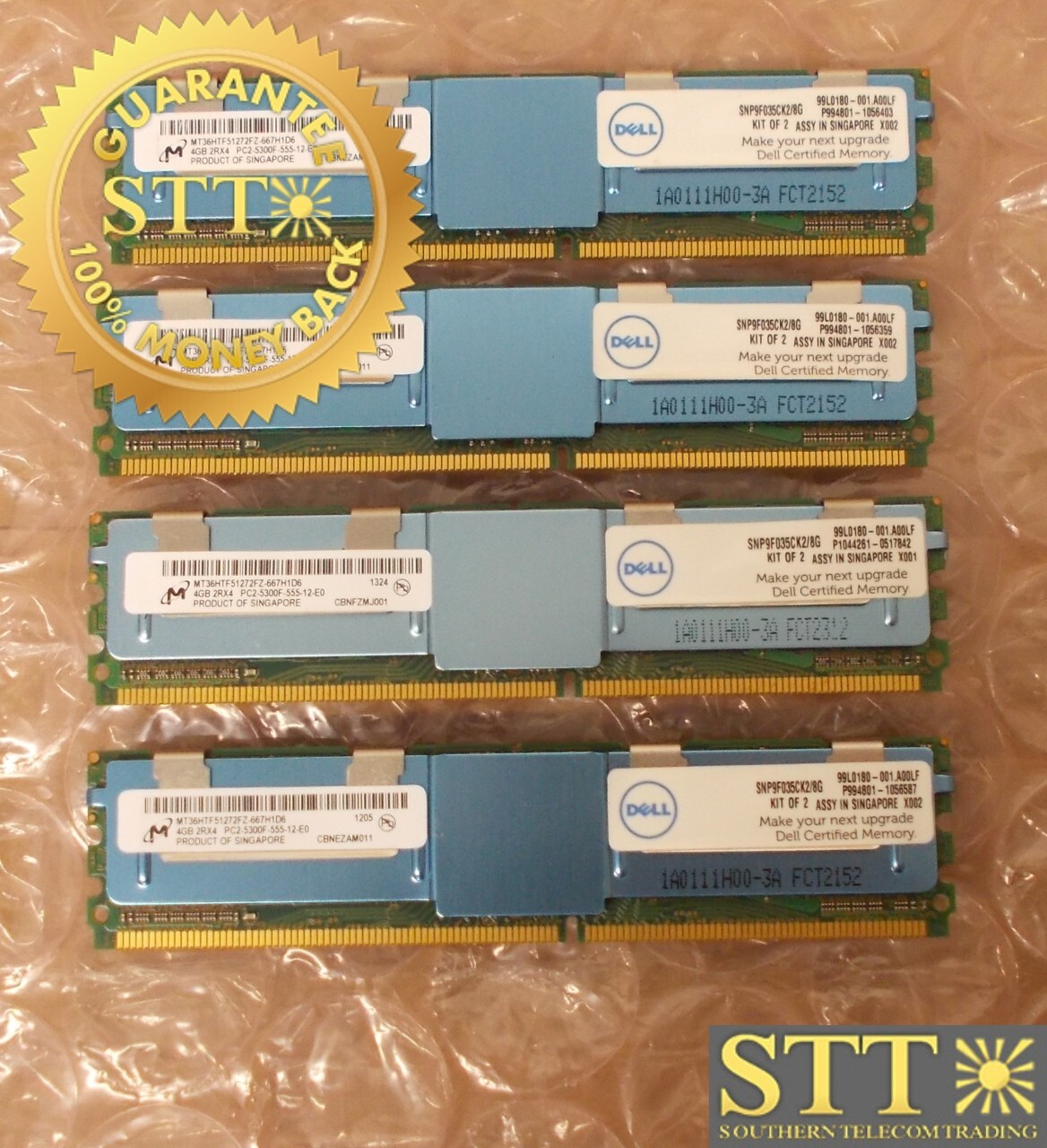 MT36HTF51272FZ-667H1D6 MICRON 4GB PC2-5300 DDR2-667MHZ ECC DIMM (LOT OF 4)