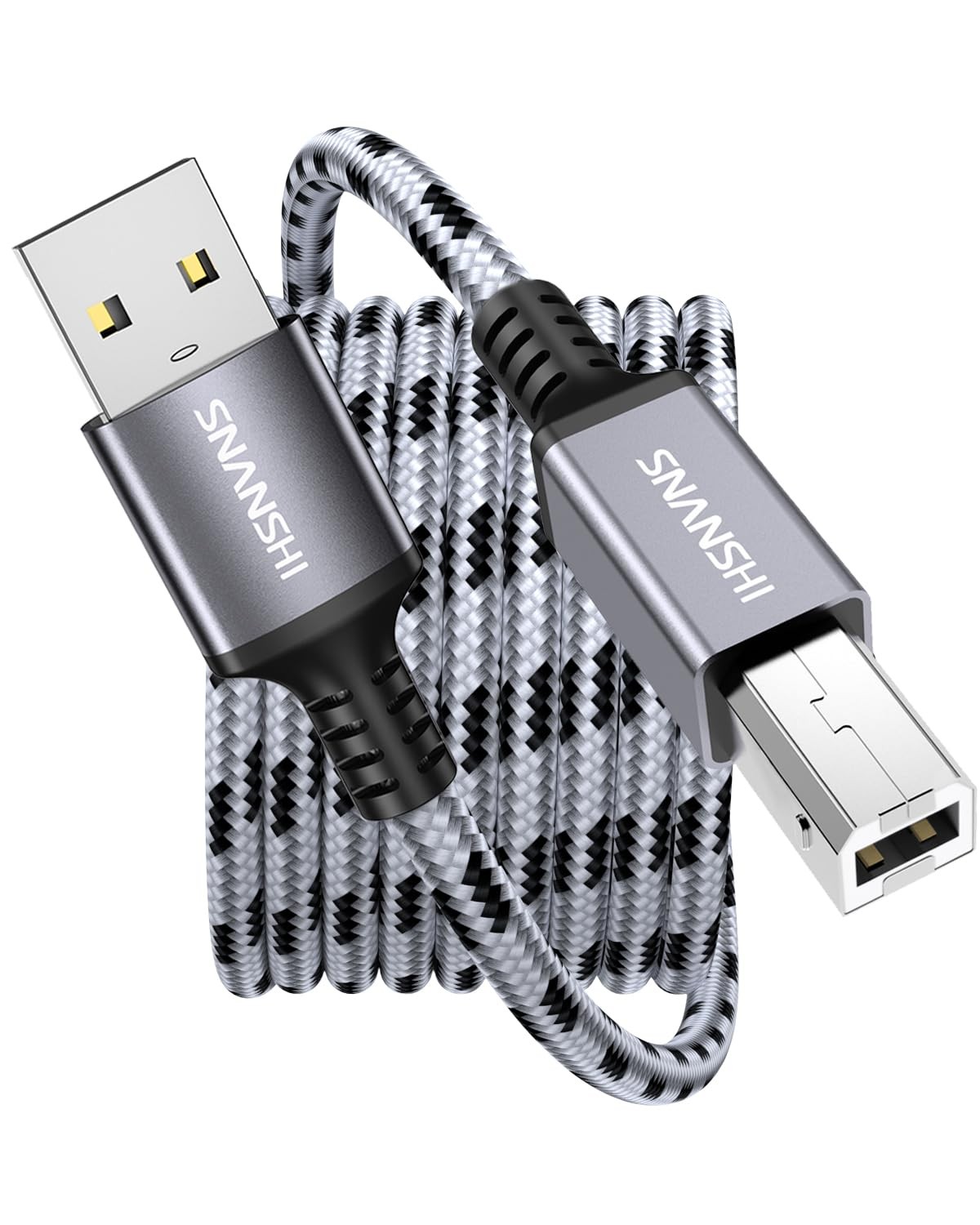 SNANSHI USB Printer Cable 6ft, Nylon Braided to 6FT, Grey