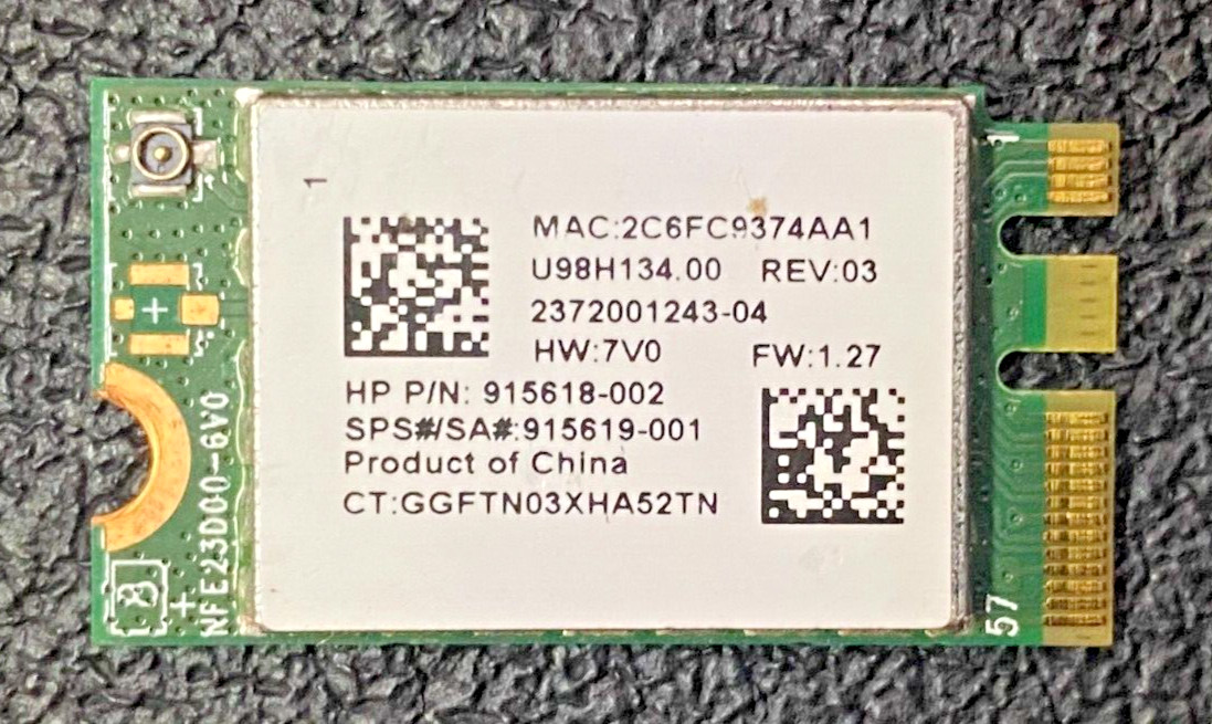 Realtek RTL8723DE 802.11bgn Wifi Card / Bluetooth NGFF HP P/N: 915618-002