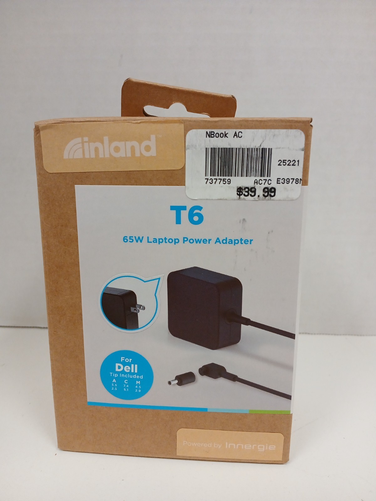 Inland T6 65W Laptop Power Adapter With Dell Adapter Tip