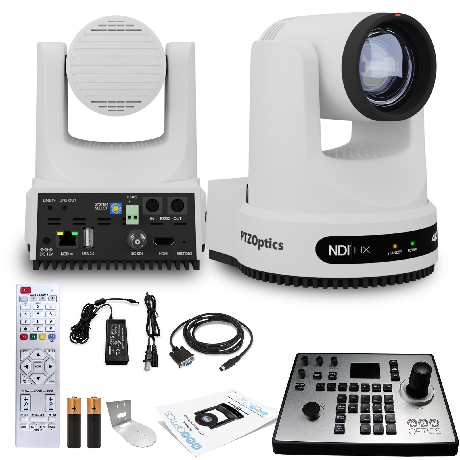 PTZOptics Move 4K PTZ Camera with 12x Zoom (White) (PT12X-4K-WH-G3) + PT-JOY-G4