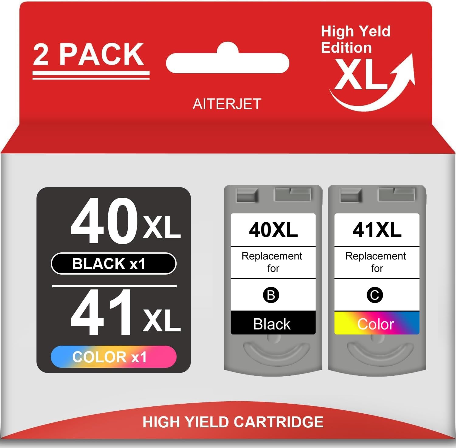 HIgh Capacity PG-40 XL CL-41XL Ink Cartridges (Black, Tri-Color) for 40 XL an...