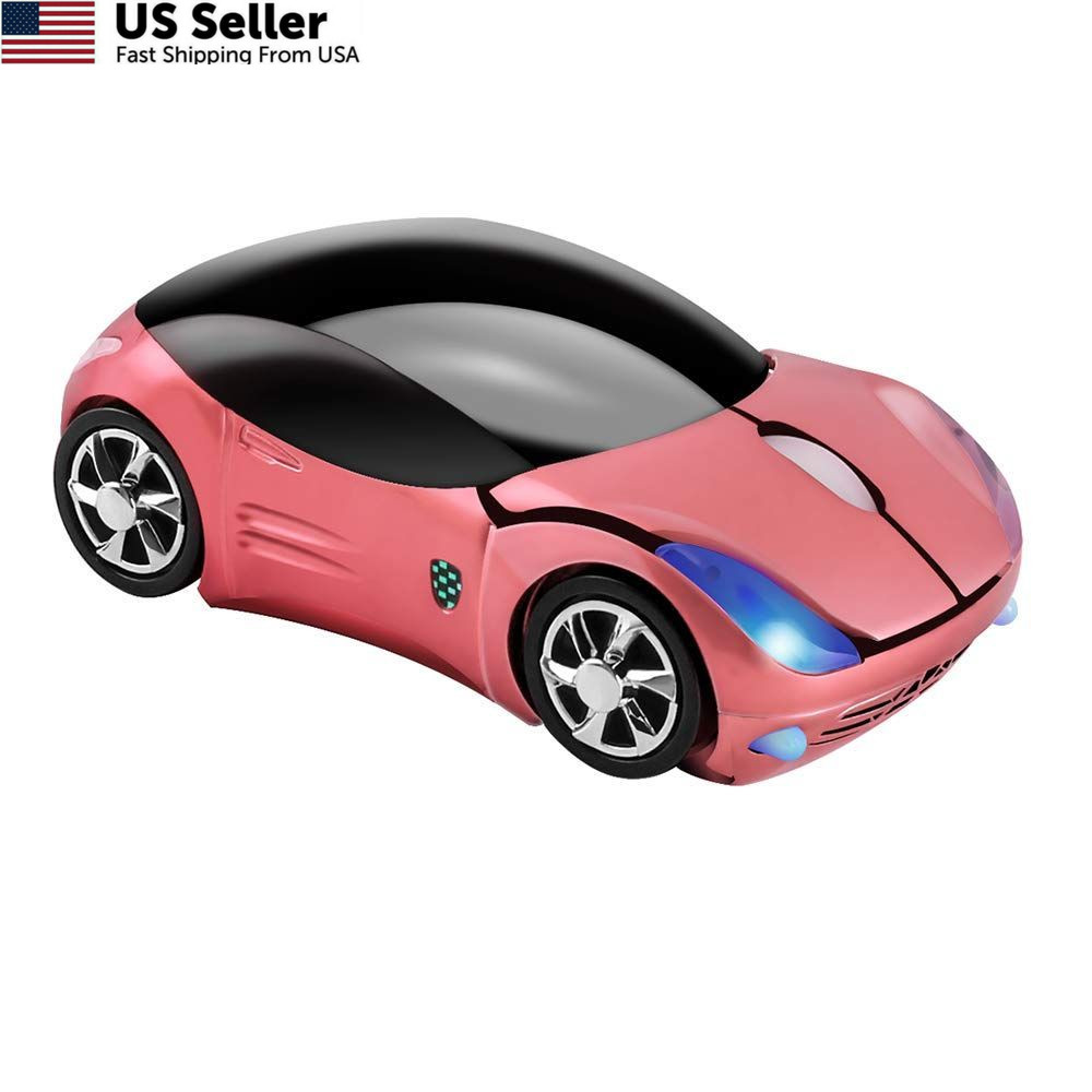 Usbkingdom Wireless Mouse, 2.4GHz Car Shaped Pink Mouse Cool 3D pink