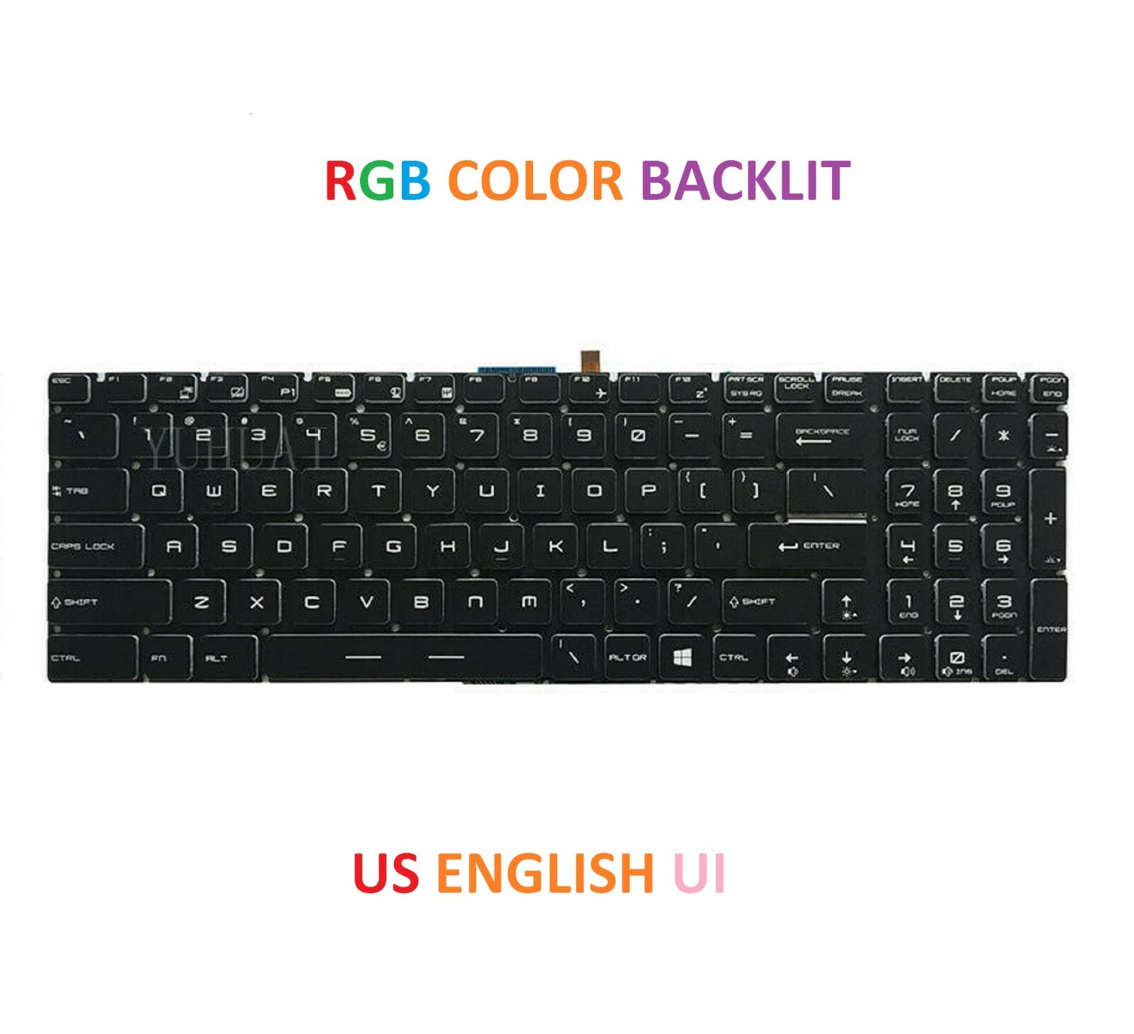 NEW For MSI GE62VR 6RF Apache Pro Colorful Backlit Keyboard Crystal English US 