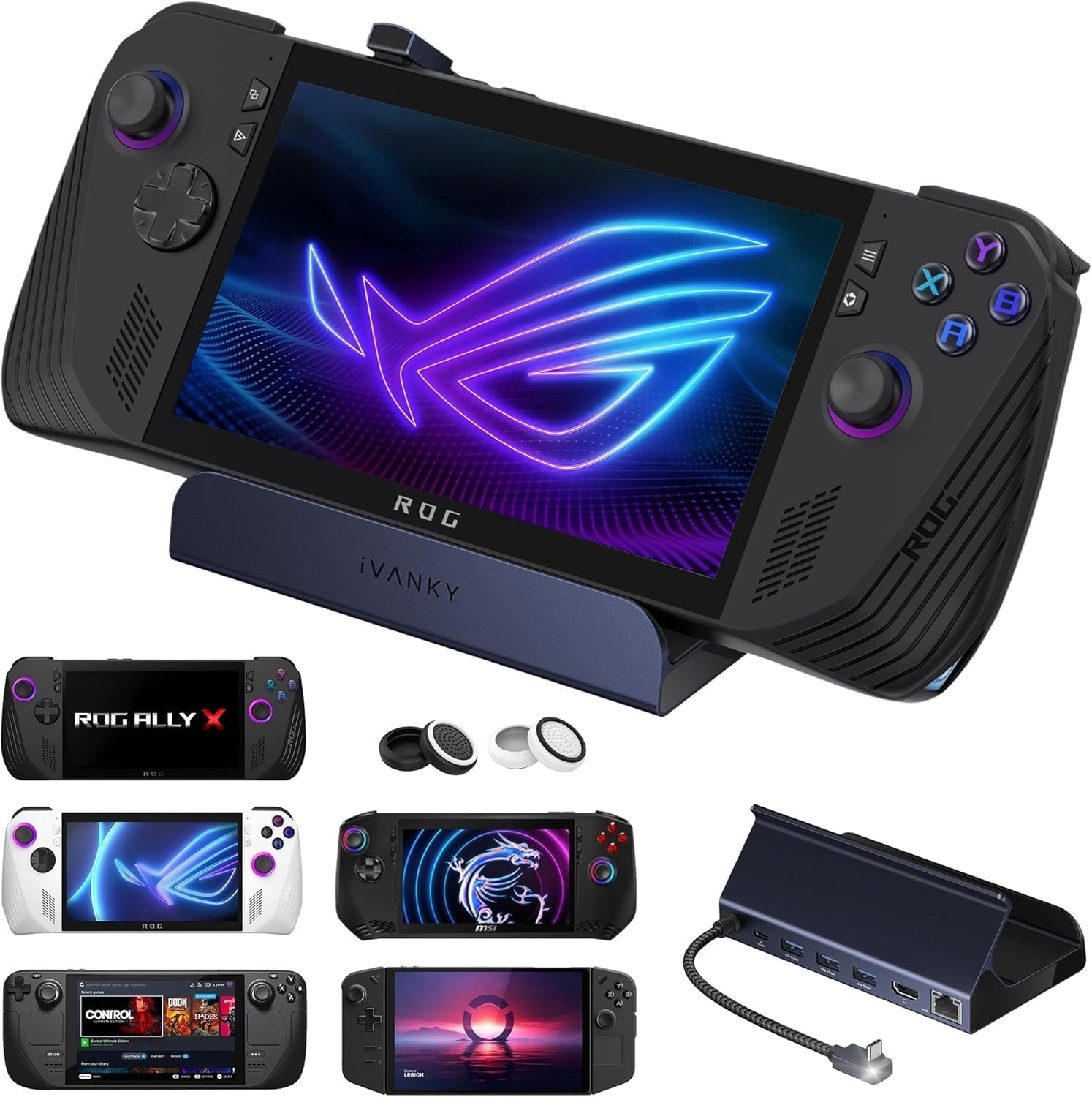 iVANKY 8-in-1 Docking Station 4K@144Hz for ASUS ROG Ally Midnight Blue 