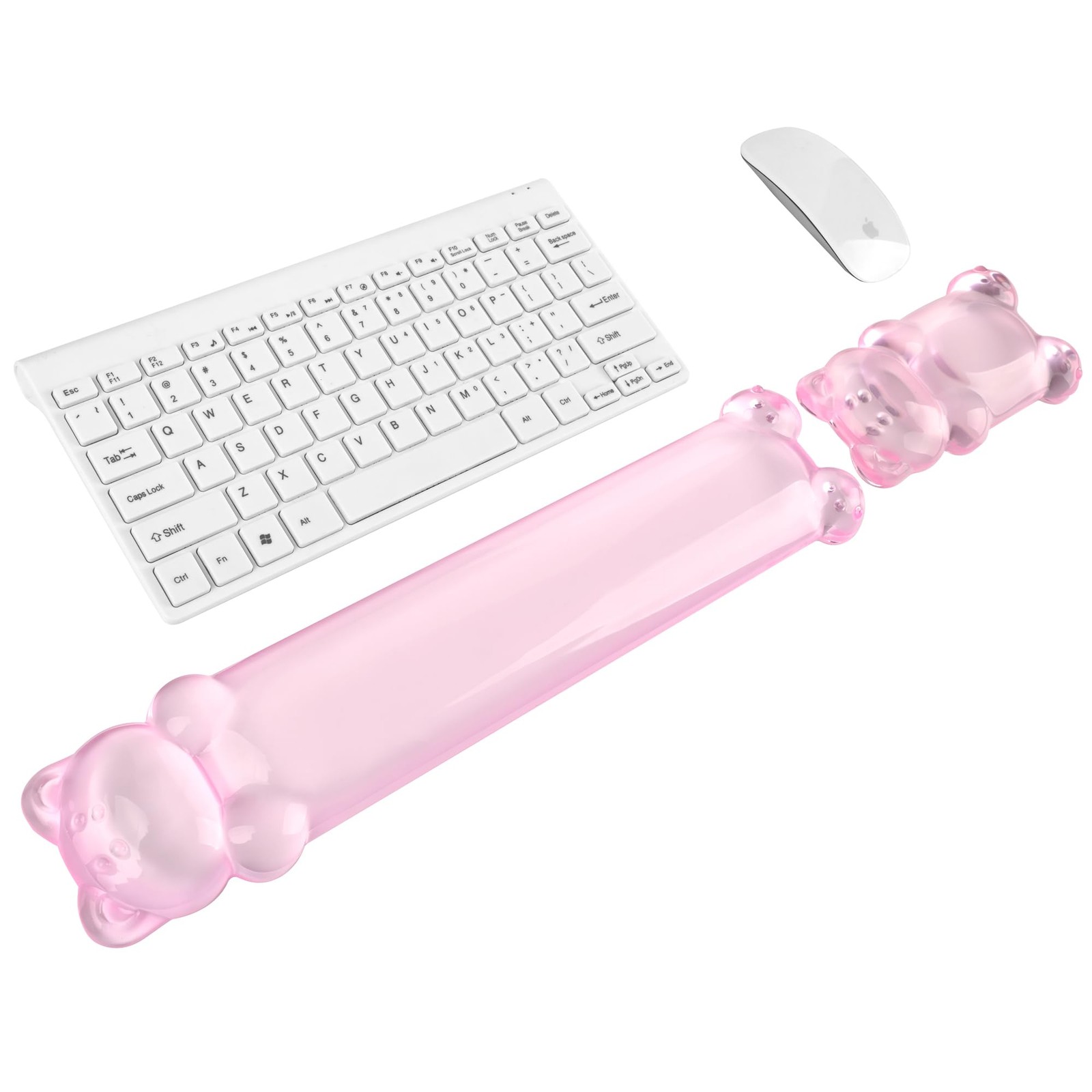 Gel Keyboard Mouse Wrist Rest Set Clear 60%/68%/75% Cute Pink Bear Gaming