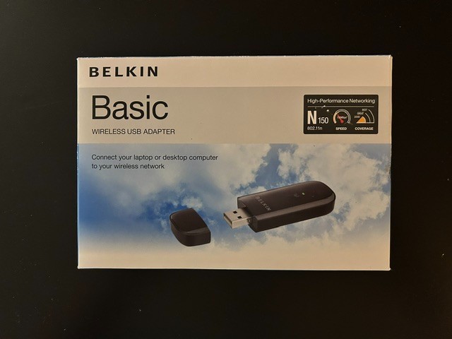 Belkin Basic N150 Wireless USB Adapter Open Box New w/ Software Included