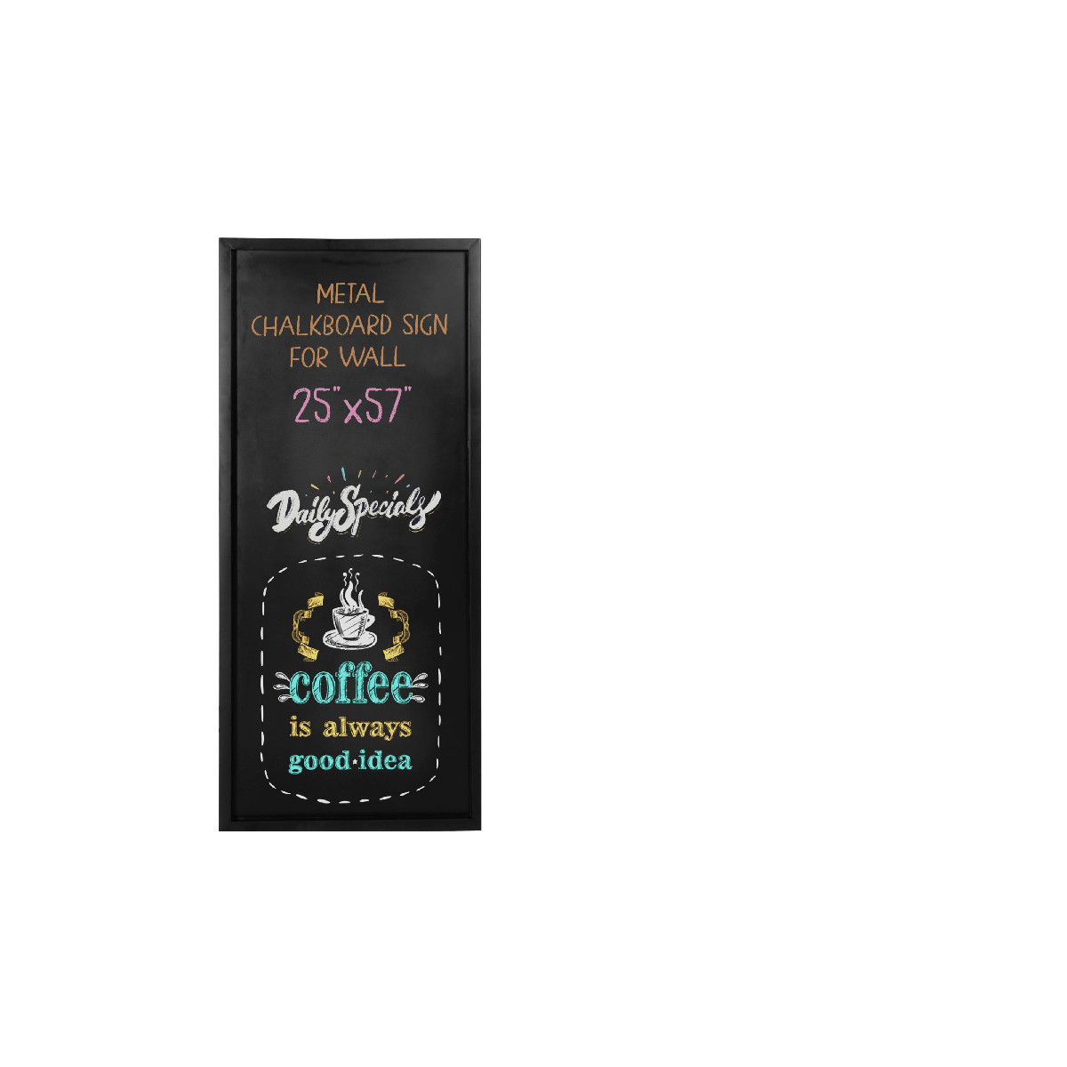 Ilyapa Extra Large Black Magnet Board For - 57 X 25 Inches Metal Hanging Menu