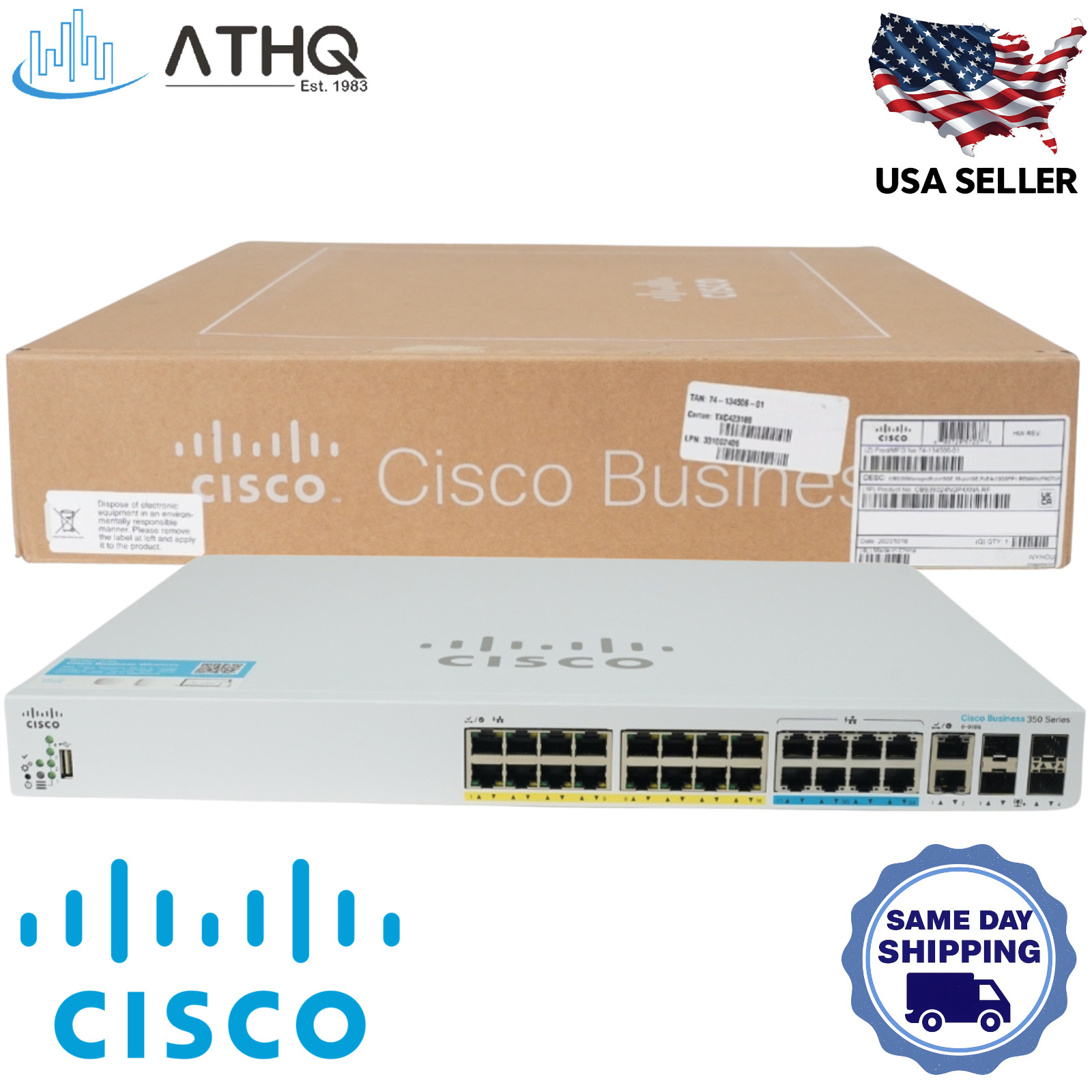 Cisco CBS350-24NGP-4X 24-Port Multi-Gig PoE++ 375W L3 Managed Switch 10G SFP+