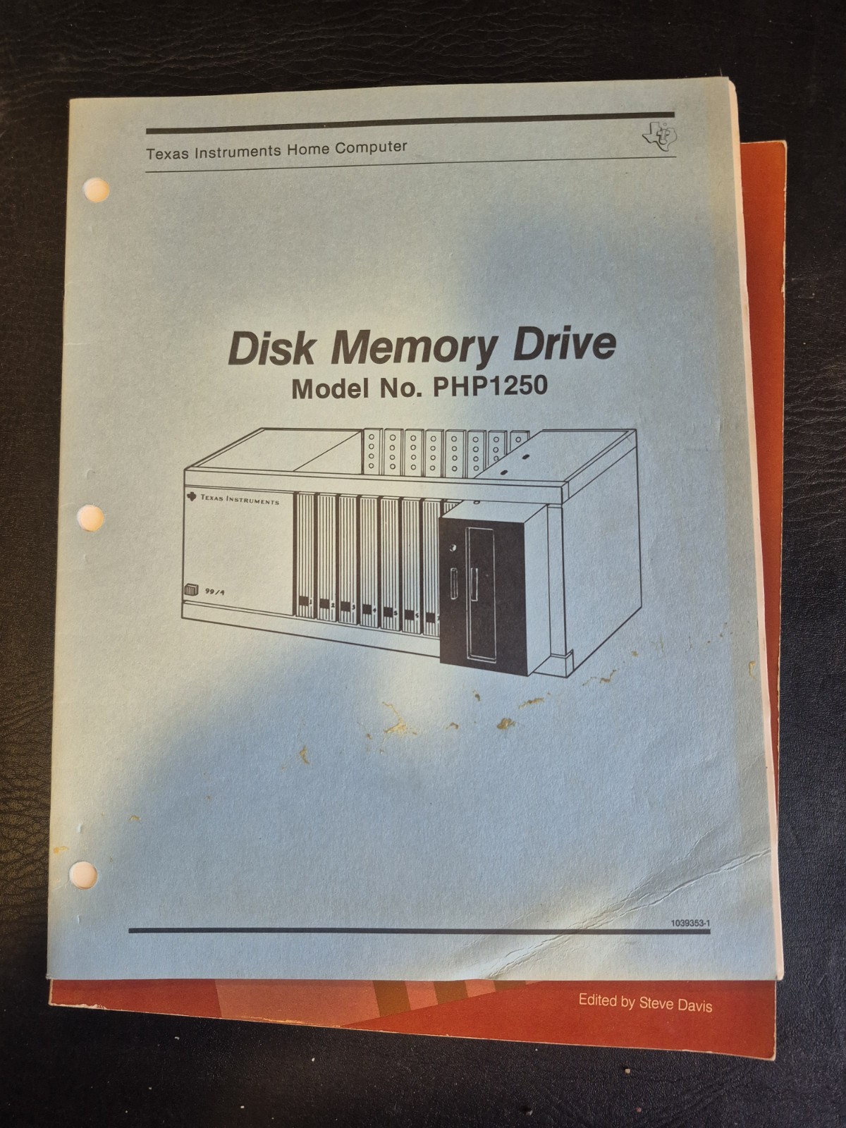 Vtg 1982 Texas Instruments Disk Memory Drive Manual Model PHP1250 Computer