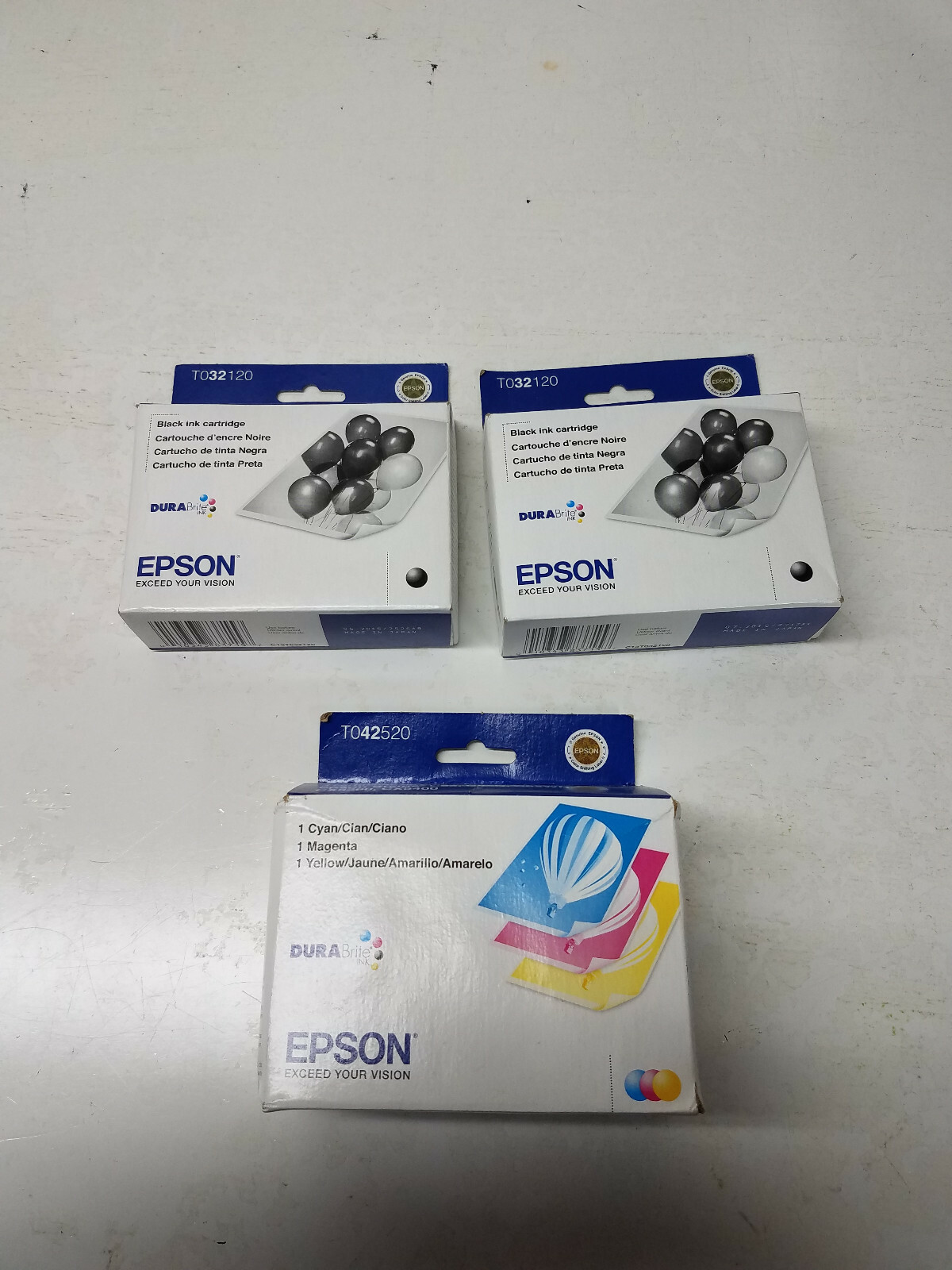 EPSON Black TO32120 (2 ) Inkjet Cartridge tri-color TO42520 (1)