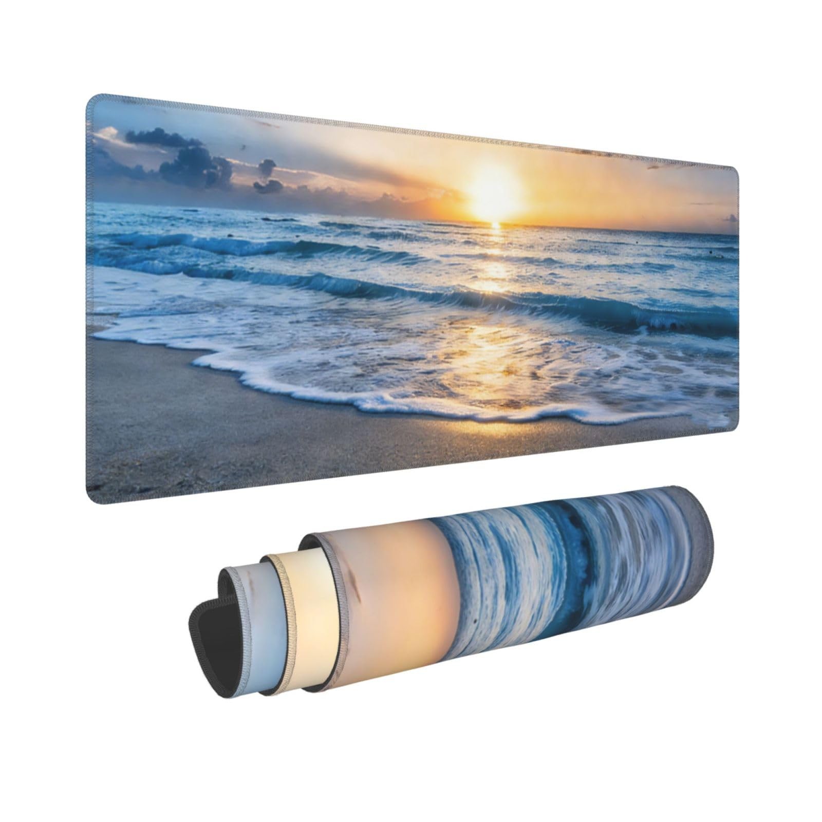 XL Beach Sunset Large Gaming Mouse Pad, Long Extended Full Mouse Mat Desk Pad...