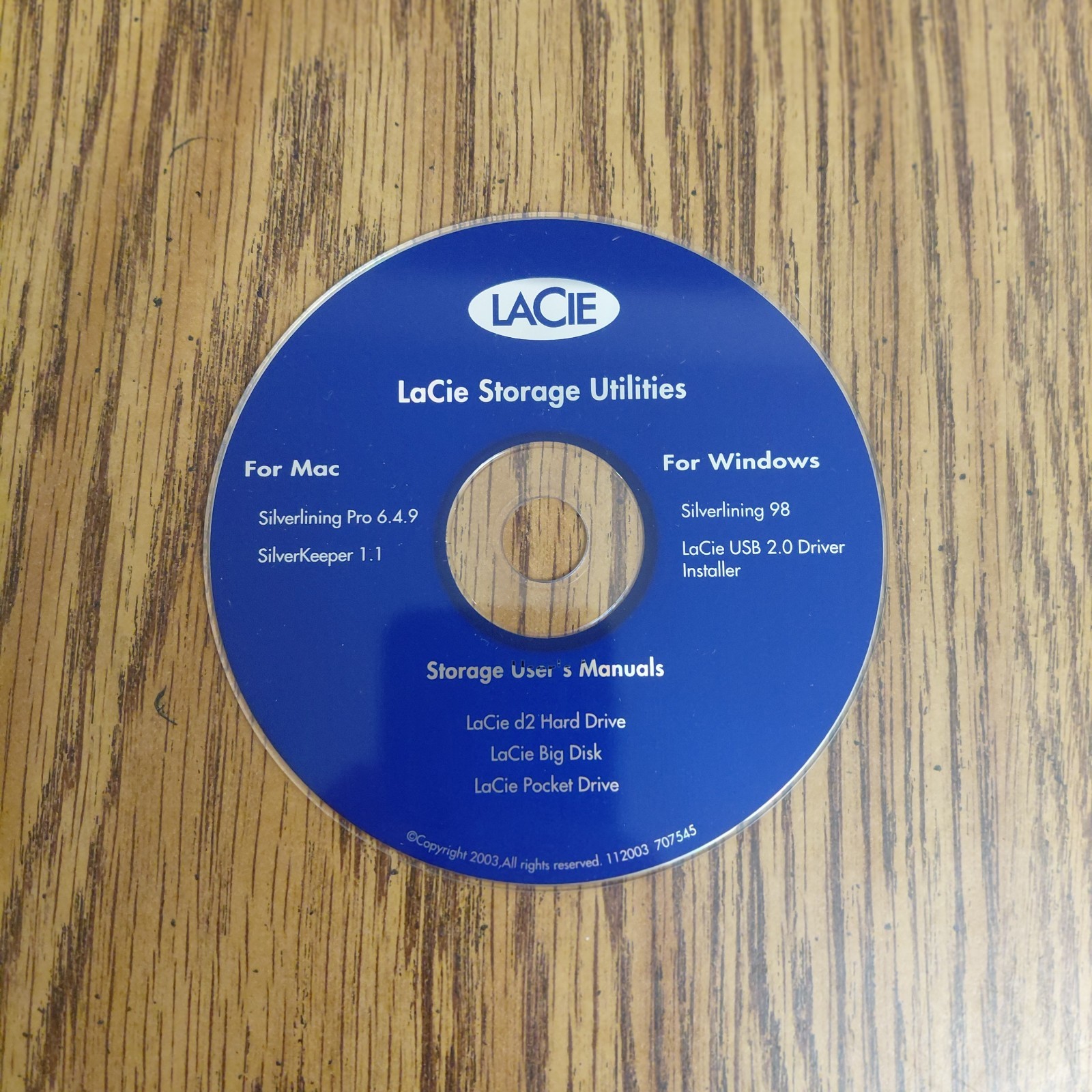 Lacie Storage Utilities Storage User's Manuals 2003 Disc Only