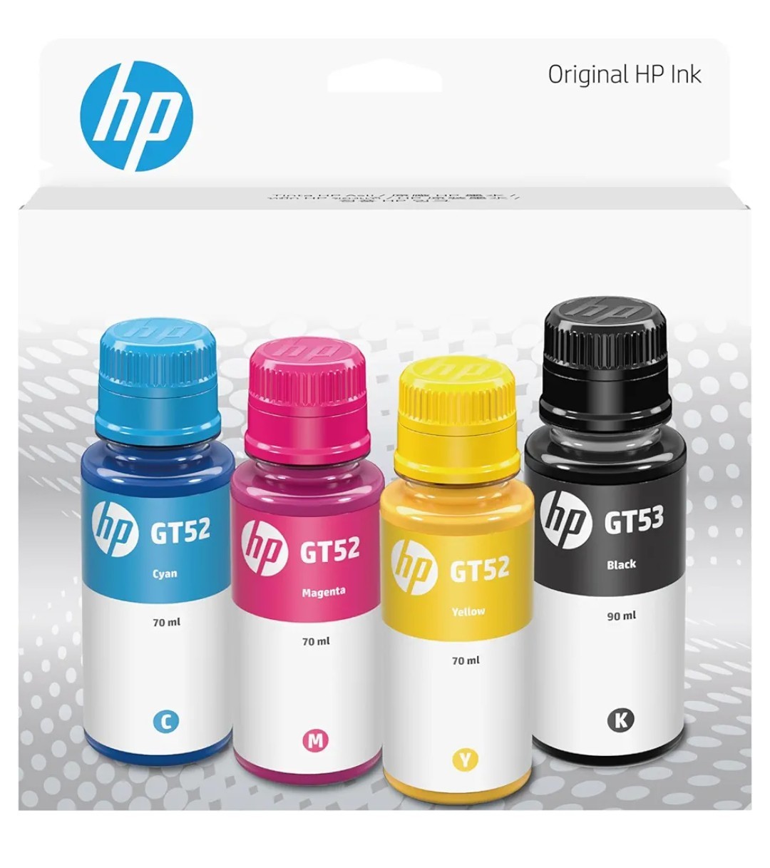HP GT52 CMY/GT53XL Blk Ink Bottle 4-Pk