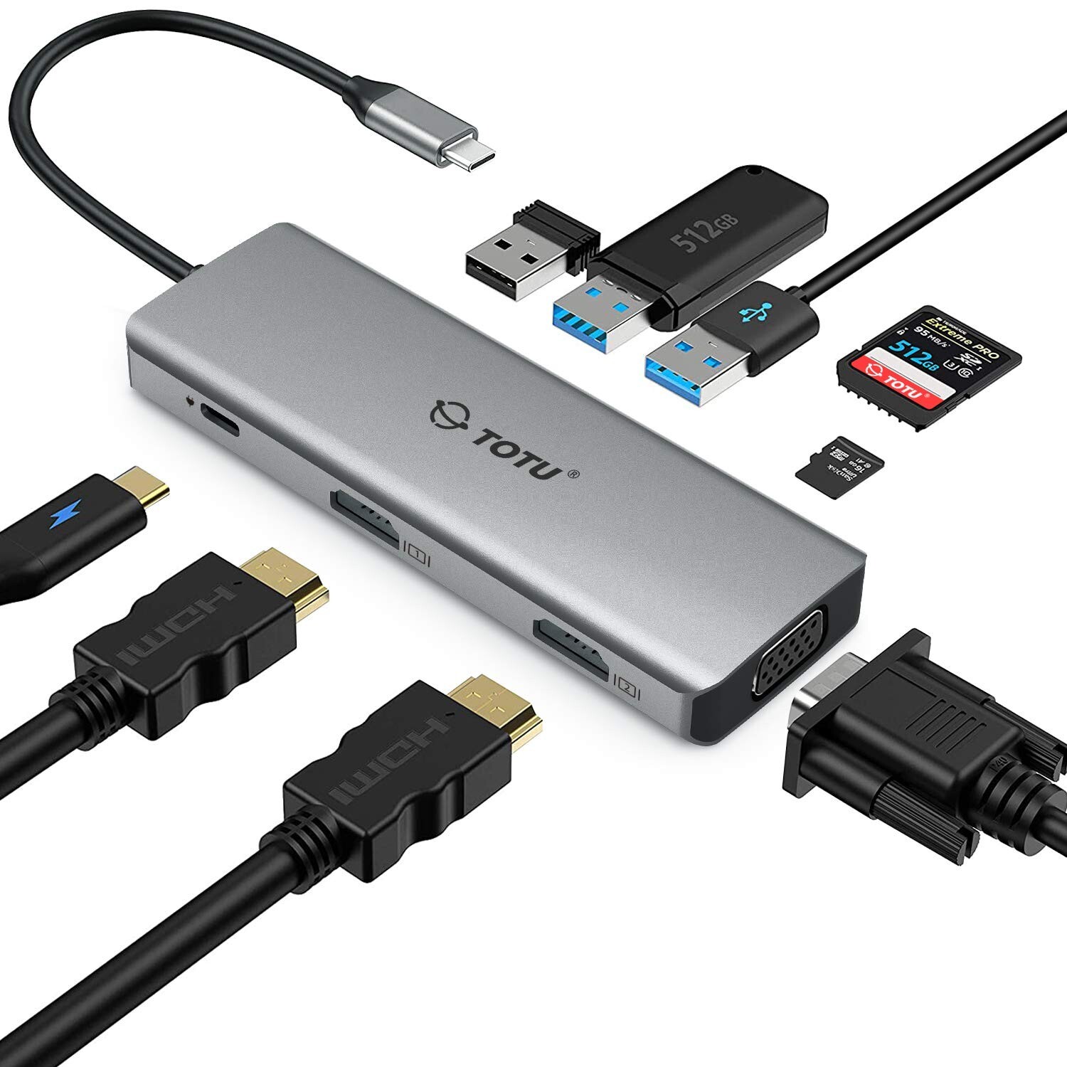 TOTU Docking Station, USB C Hub, 9 in 1 Triple Display Docking Station with C...